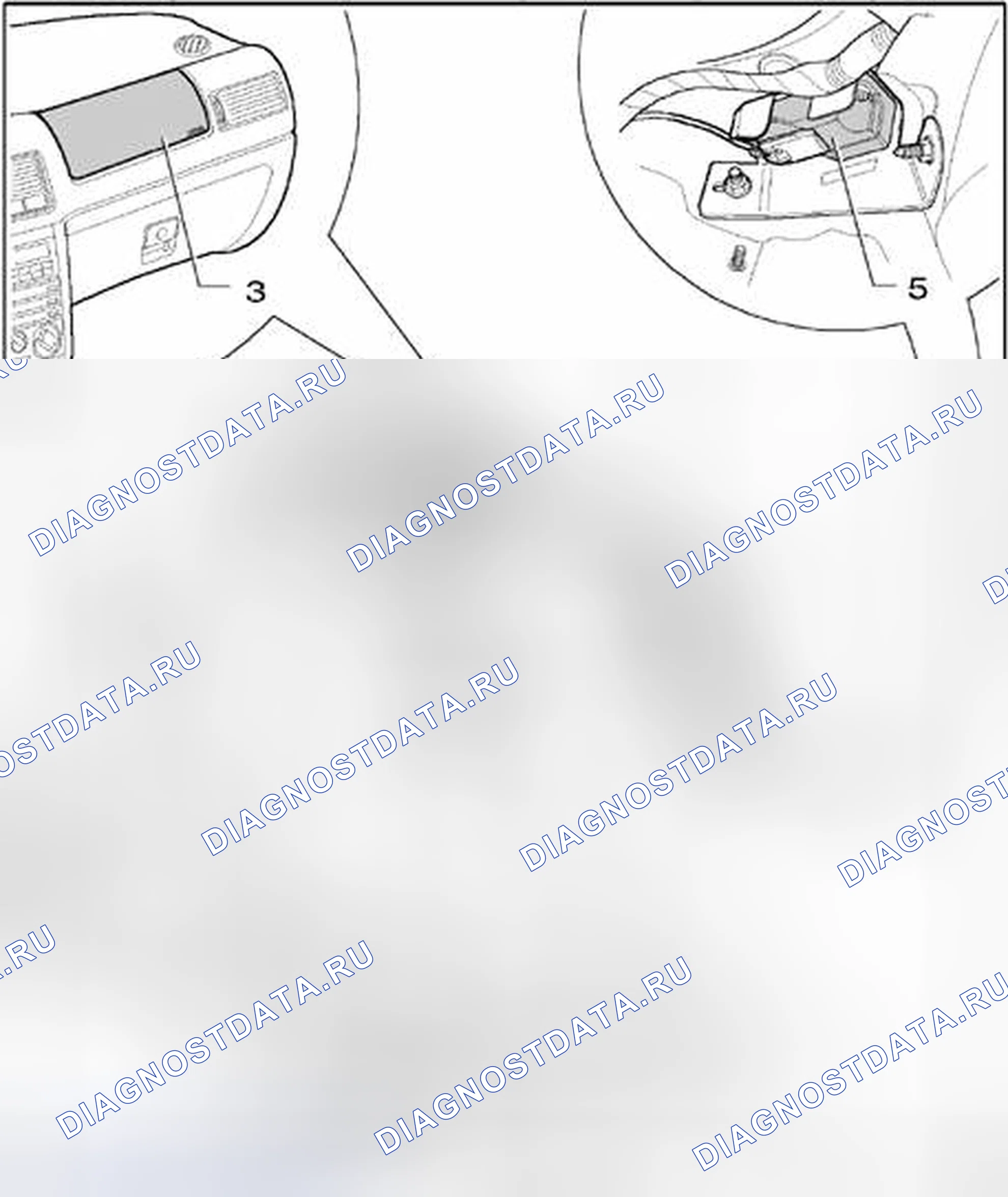 Рис. 41: Расположение компонентов системы подушек безопасности (Jetta). Volkswagen Golf Mk4