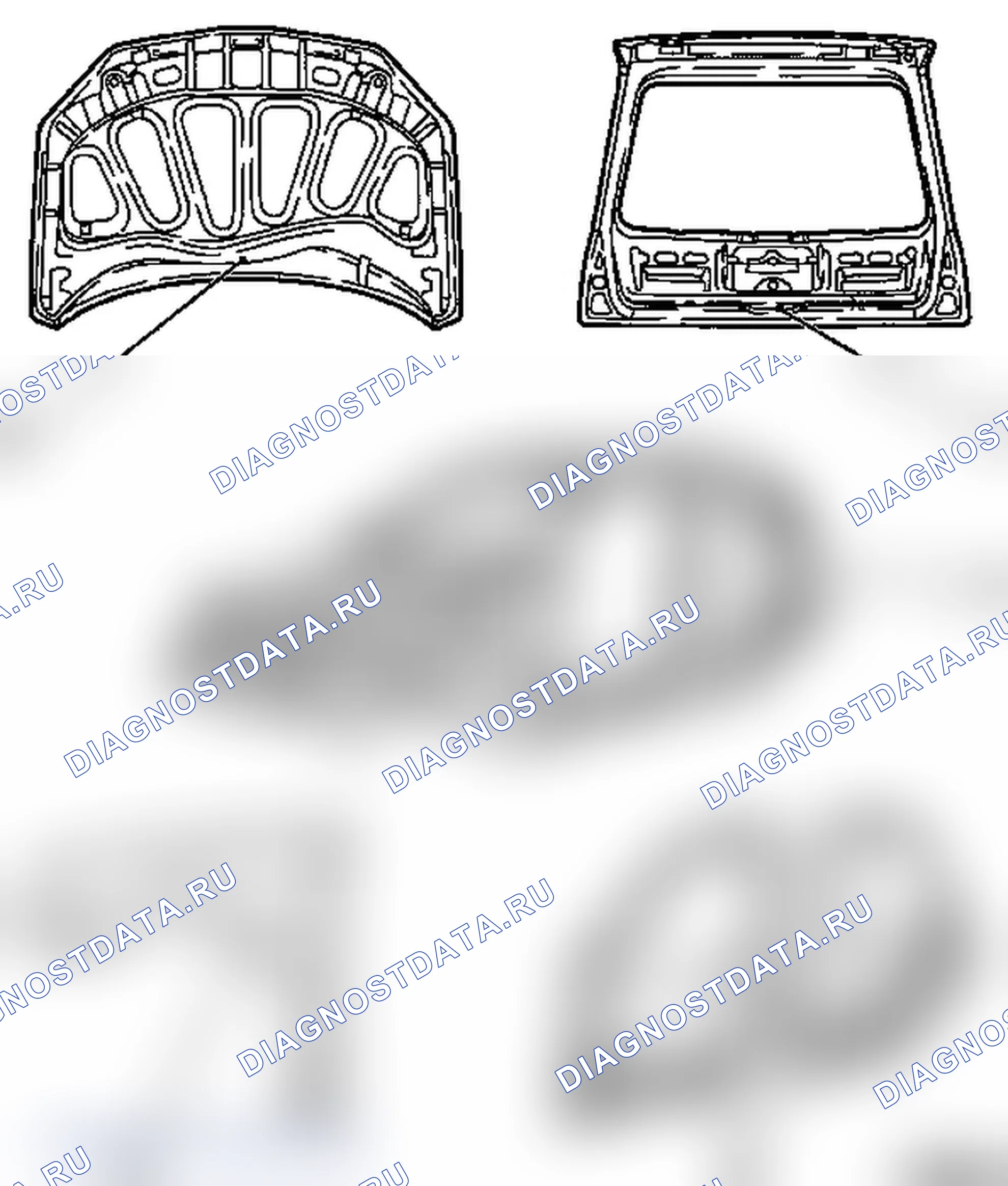 Участки внутреннего лакокрасочного покрытия - модели F 08, F 08 и W5L, F 68. Opel Corsa C