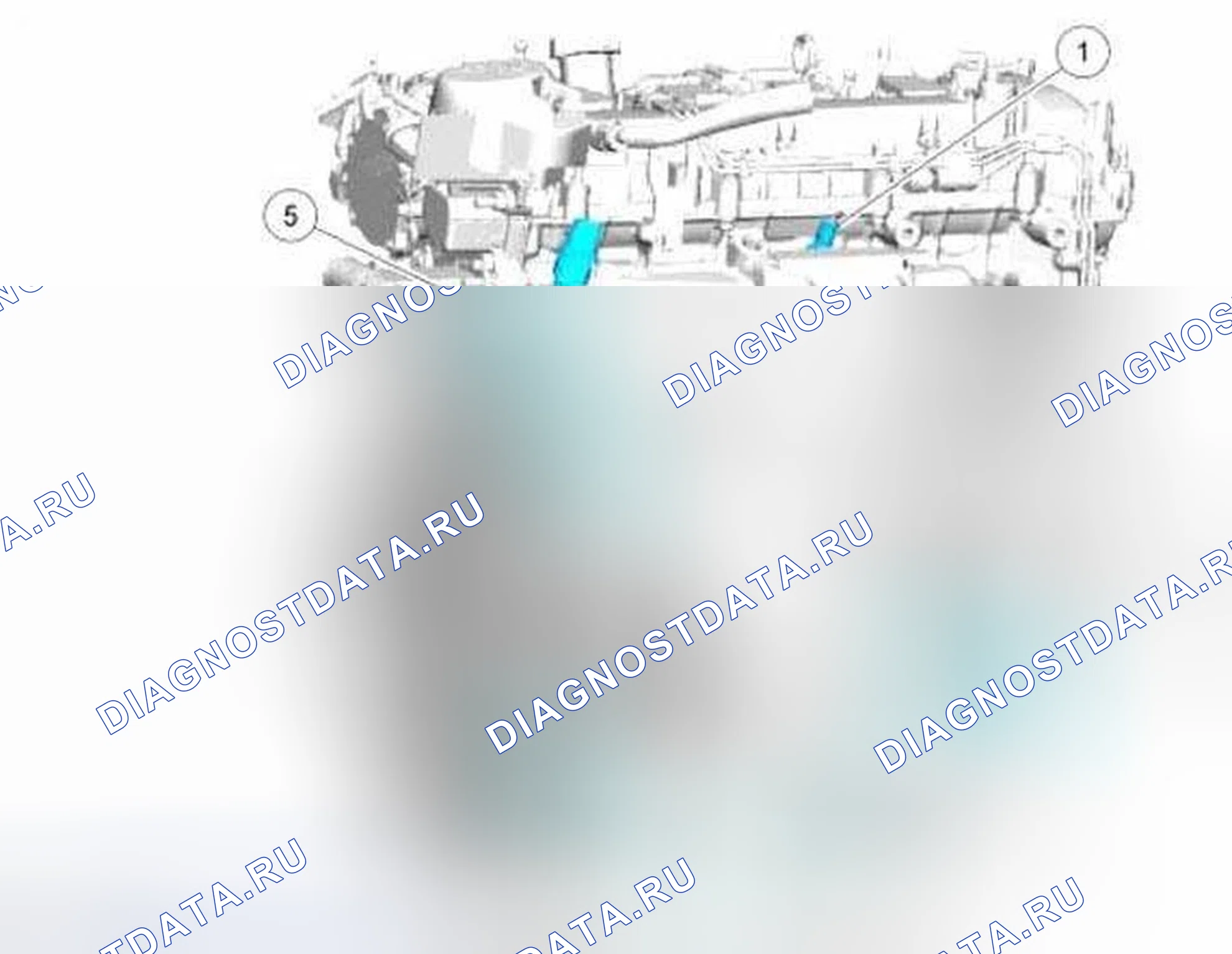 Рис. 3: Расположение датчиков заднего двигателя - 2,0 л. Ford Explorer V