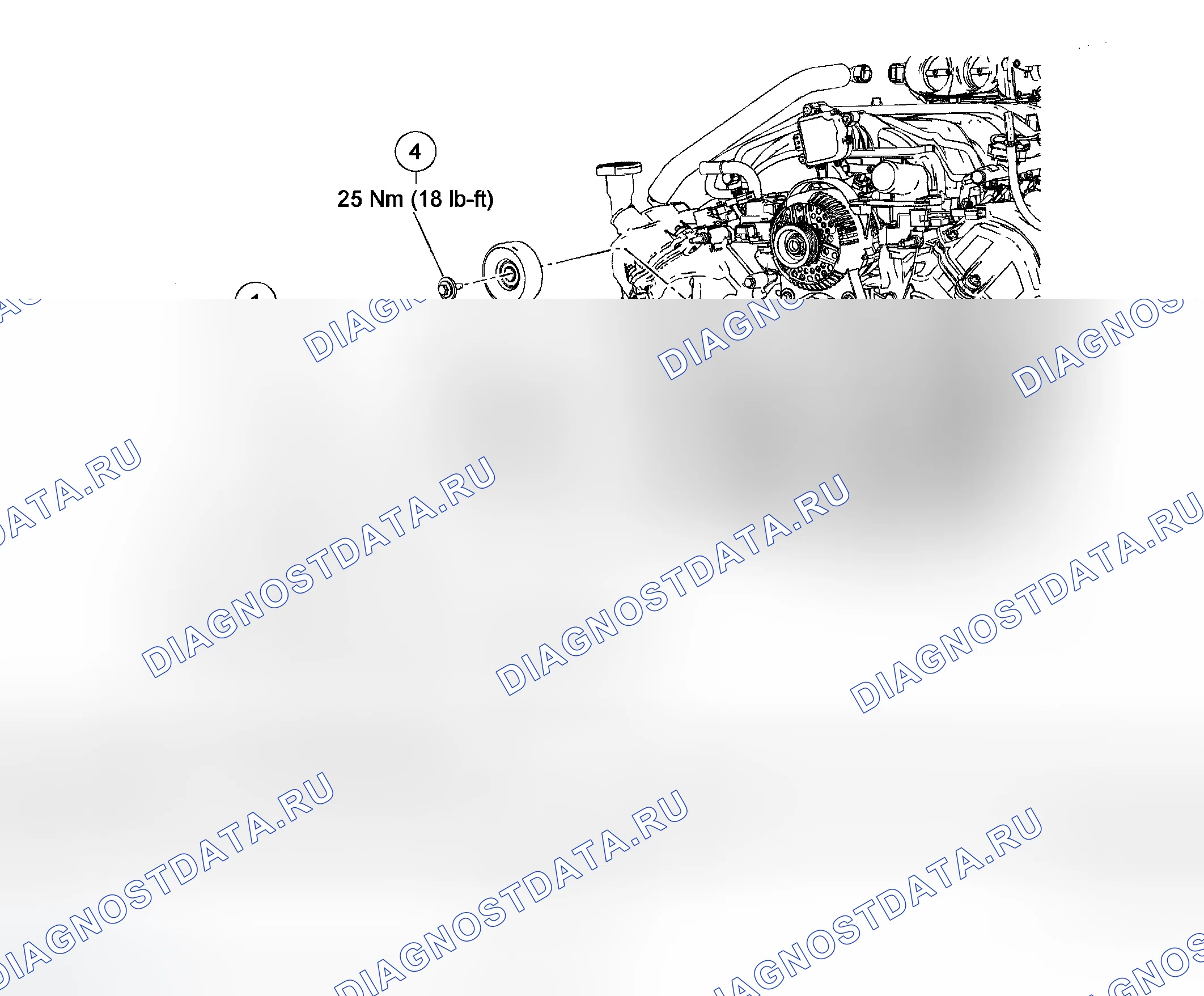 Рис. 9: Передний привод (FEAD) - разнесенный вид. Ford Pickup F350 Super Duty 