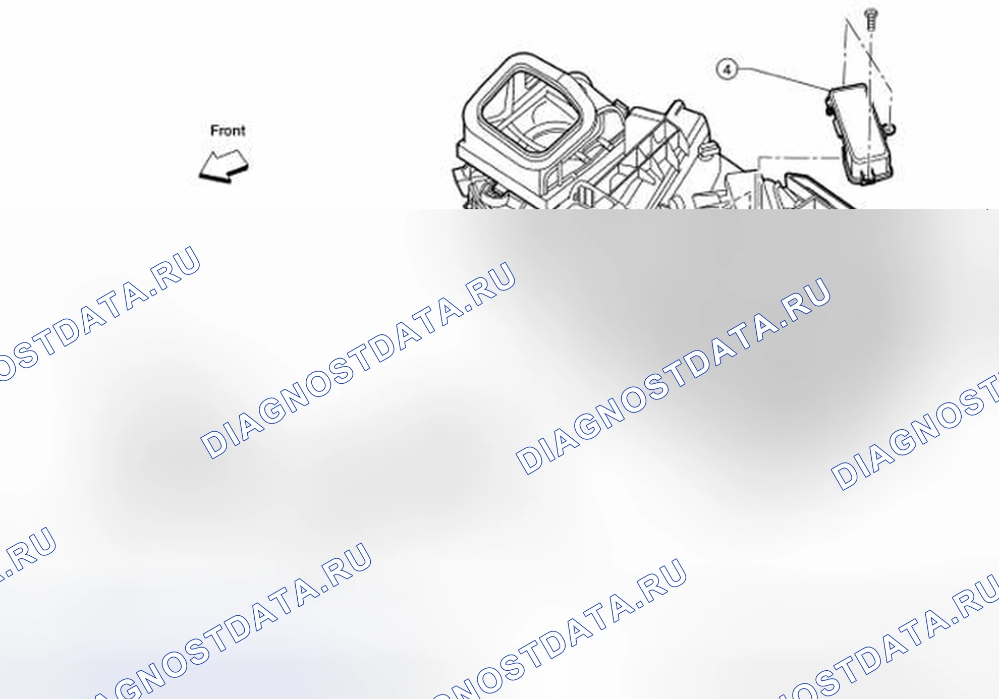 Рис. 52: Идентификация основных компонентов нагревателя. Nissan Frontier D40