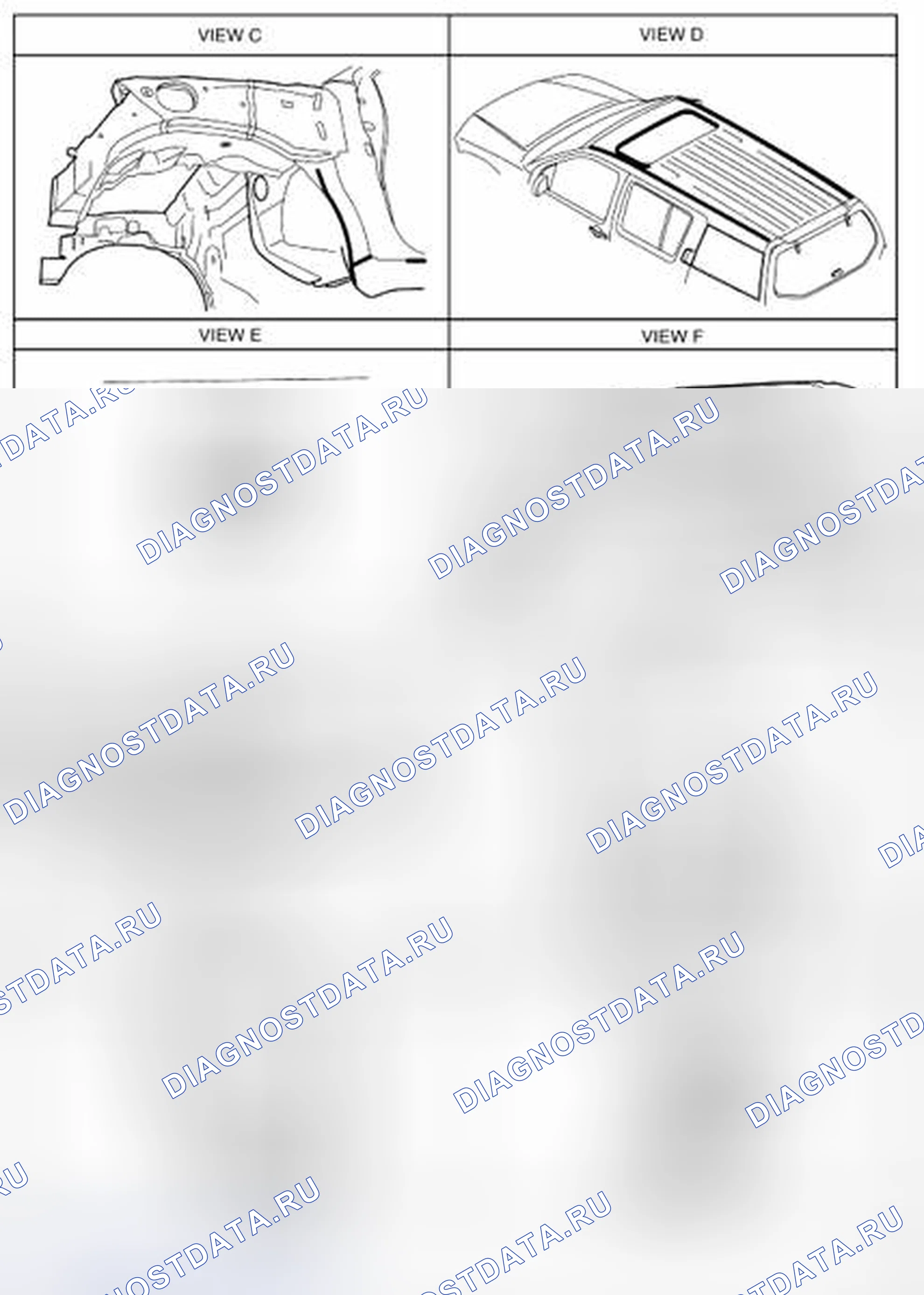 Рис. 167: Определение зон уплотнения корпуса (2 из 3). Nissan Pathfinder III