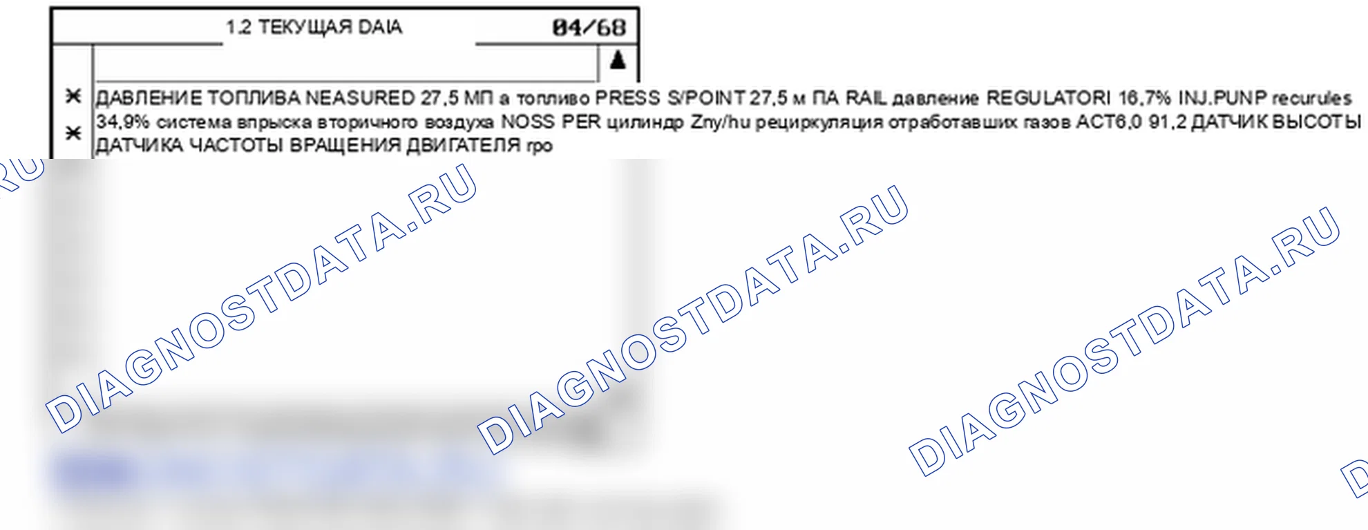 Данные диагностического сканера — P1172. Hyundai Santa Fe CM