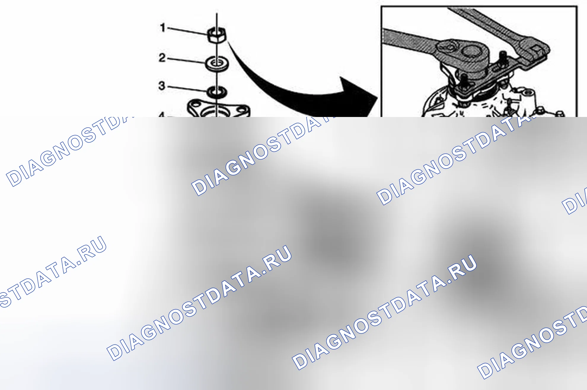 Рис. 8: Демонтаж фланца и уплотнения заднего выходного вала. Cadillac ATS I