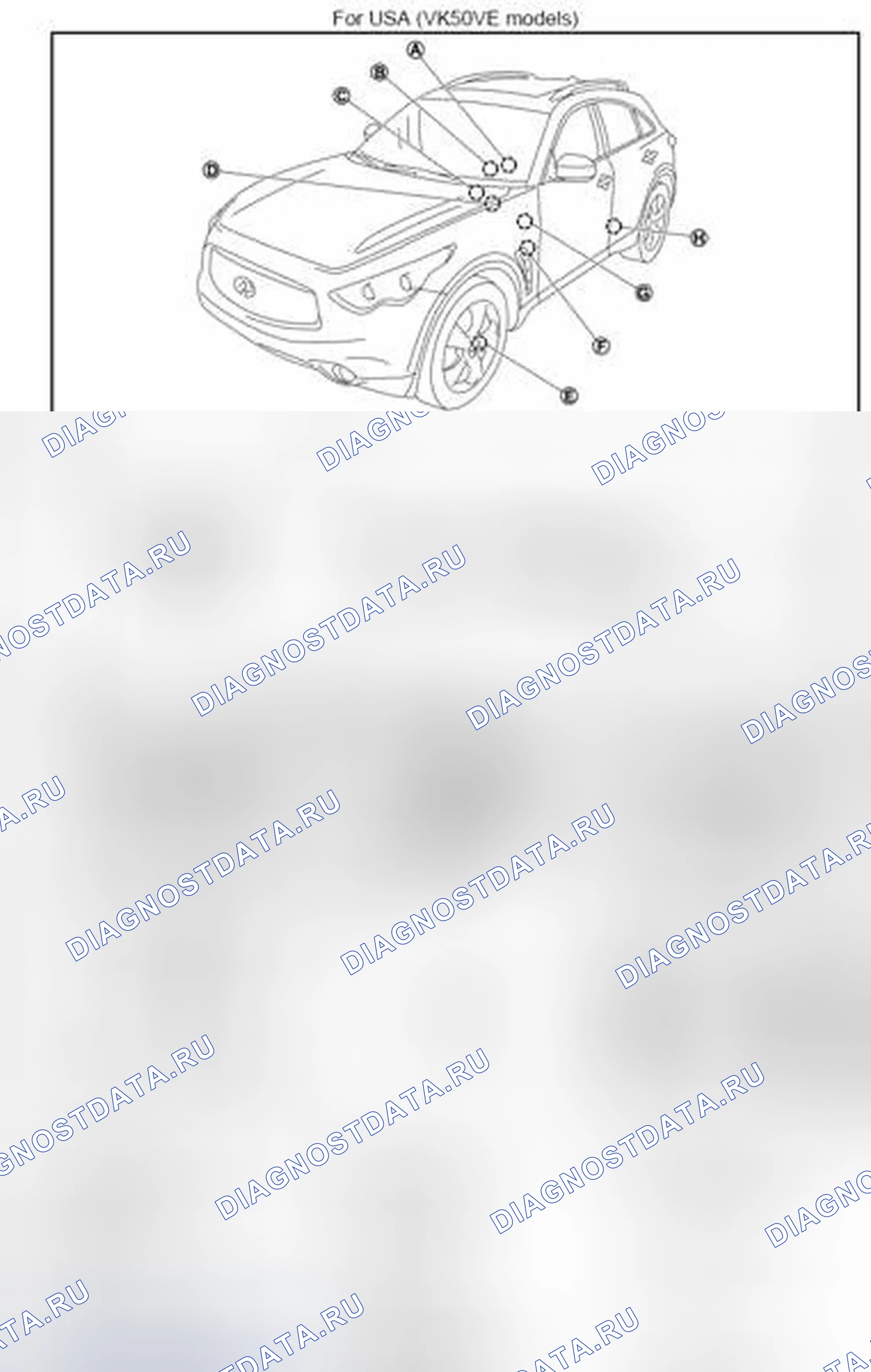 Рис. 1: Расположение компонентов. Infiniti FX35 II рестайлинг