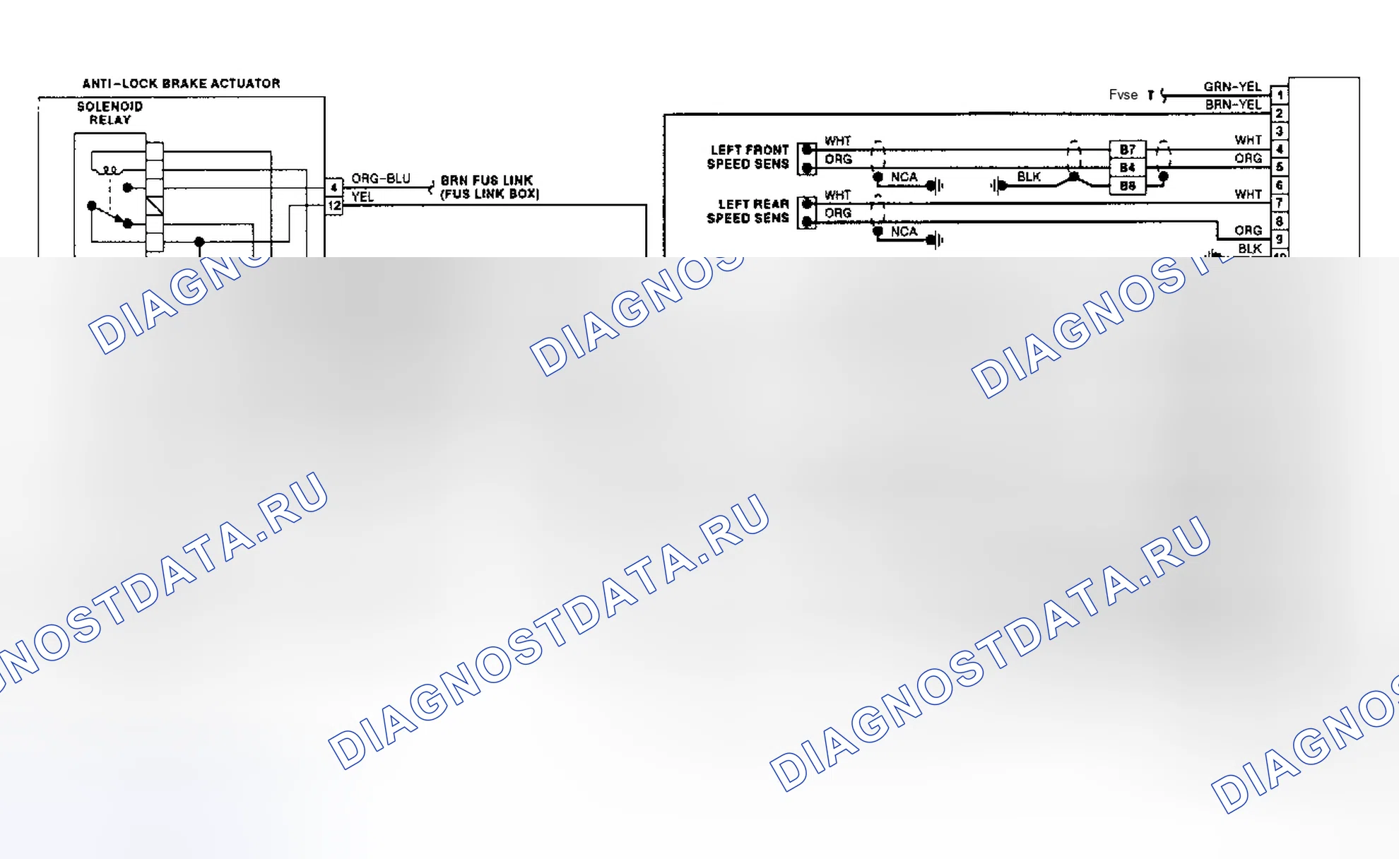 Рис. 31: Схема подключения антиблокировочного тормоза (ABS) (Stanza). Nissan Stanza III