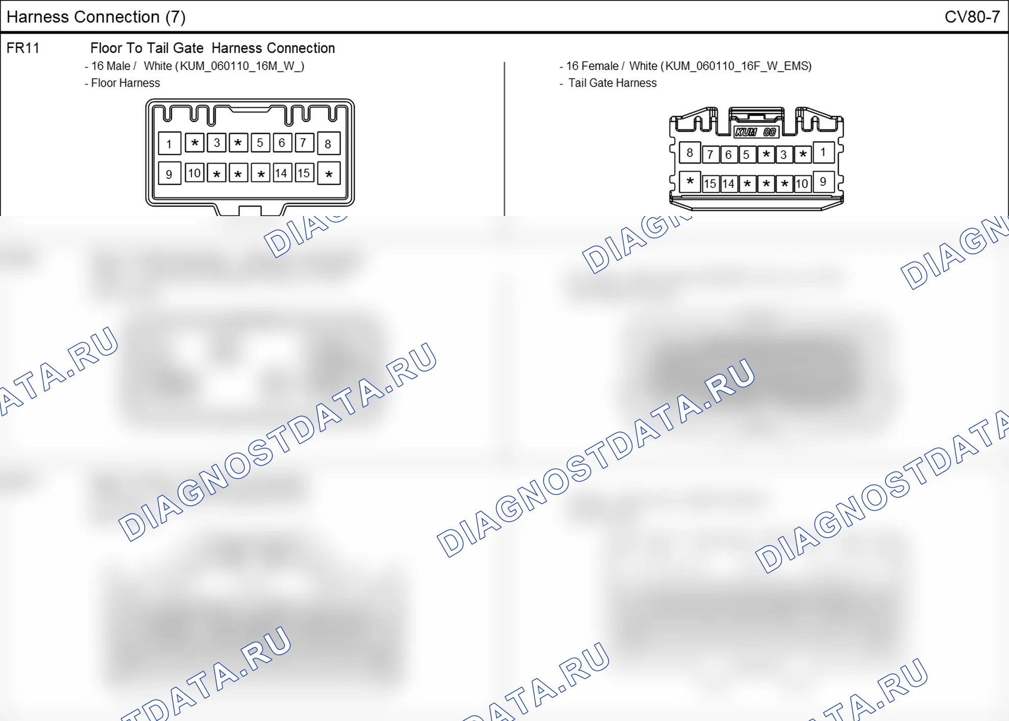Распиновка разъёма FR11 — harness connection. Hyundai GRAND i10/Xcent BA