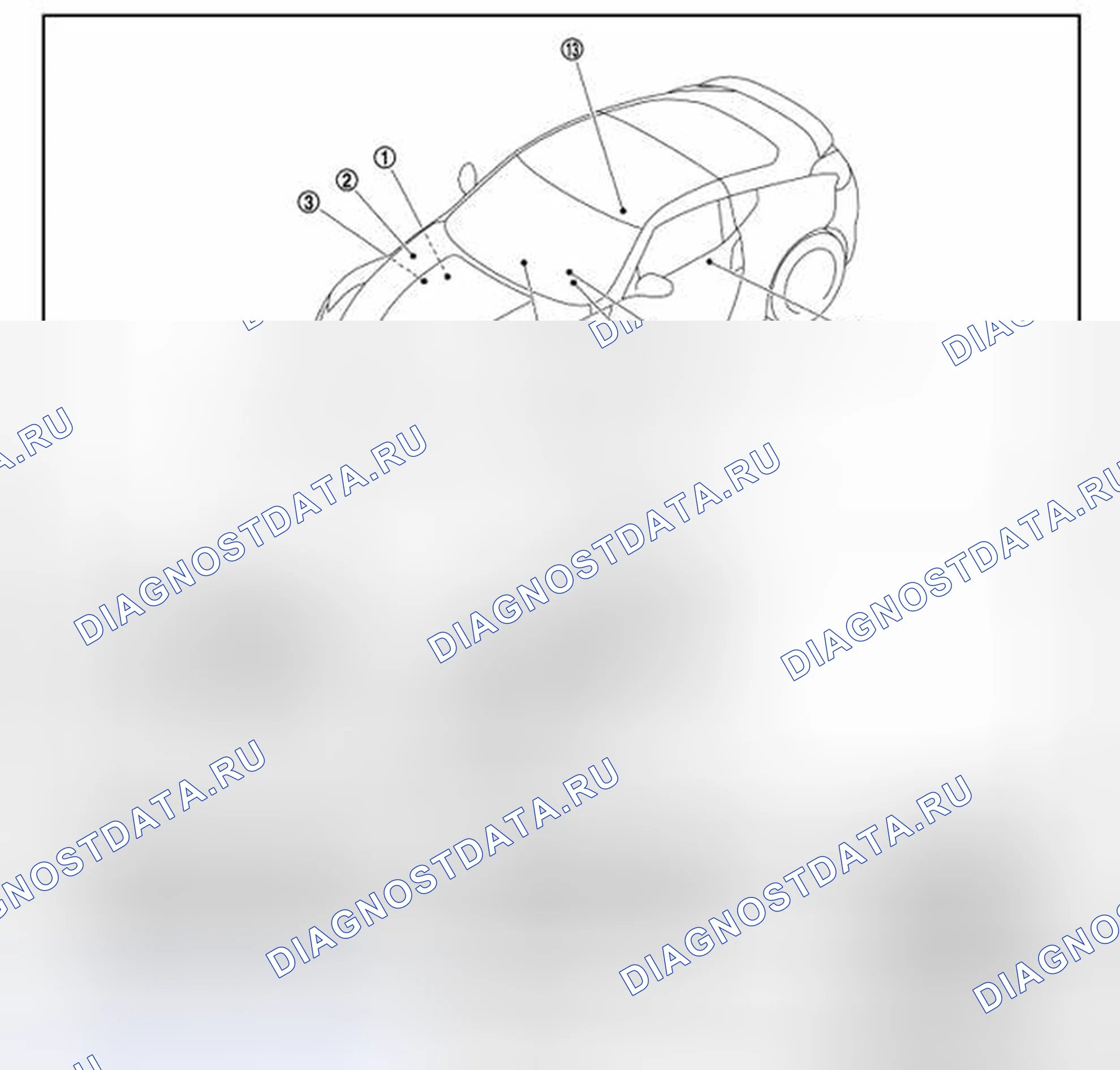 Рис. 22: ФУНКЦИЯ ЭФФЕКТА ИЗМЕРИТЕЛЯ: расположение составных частей. Nissan 370Z I рестайлинг