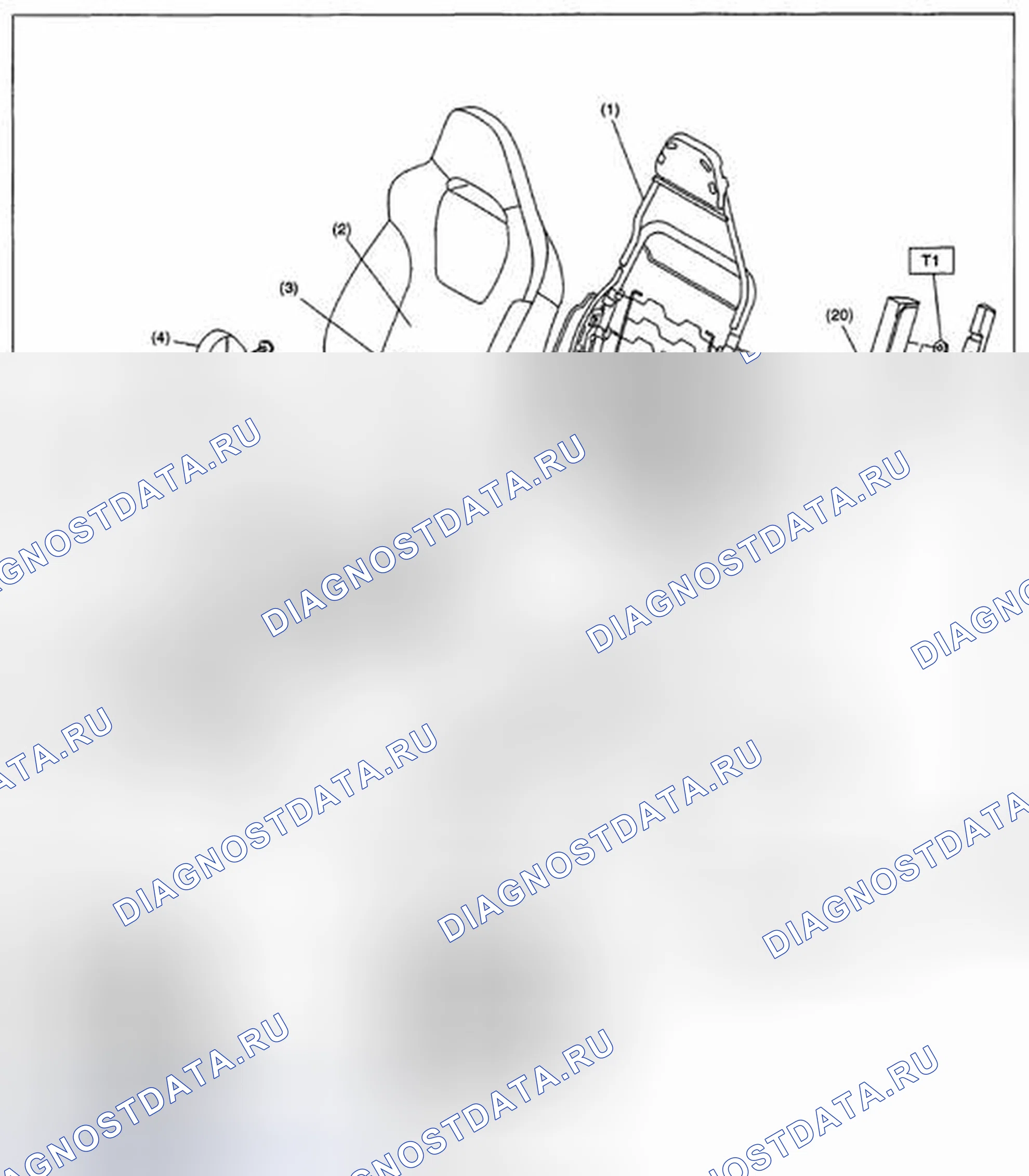 Рис. 19: ПЕРЕДНЕЕ СИДЕНЬЕ ЛЕВОЕ. Subaru Impreza GH
