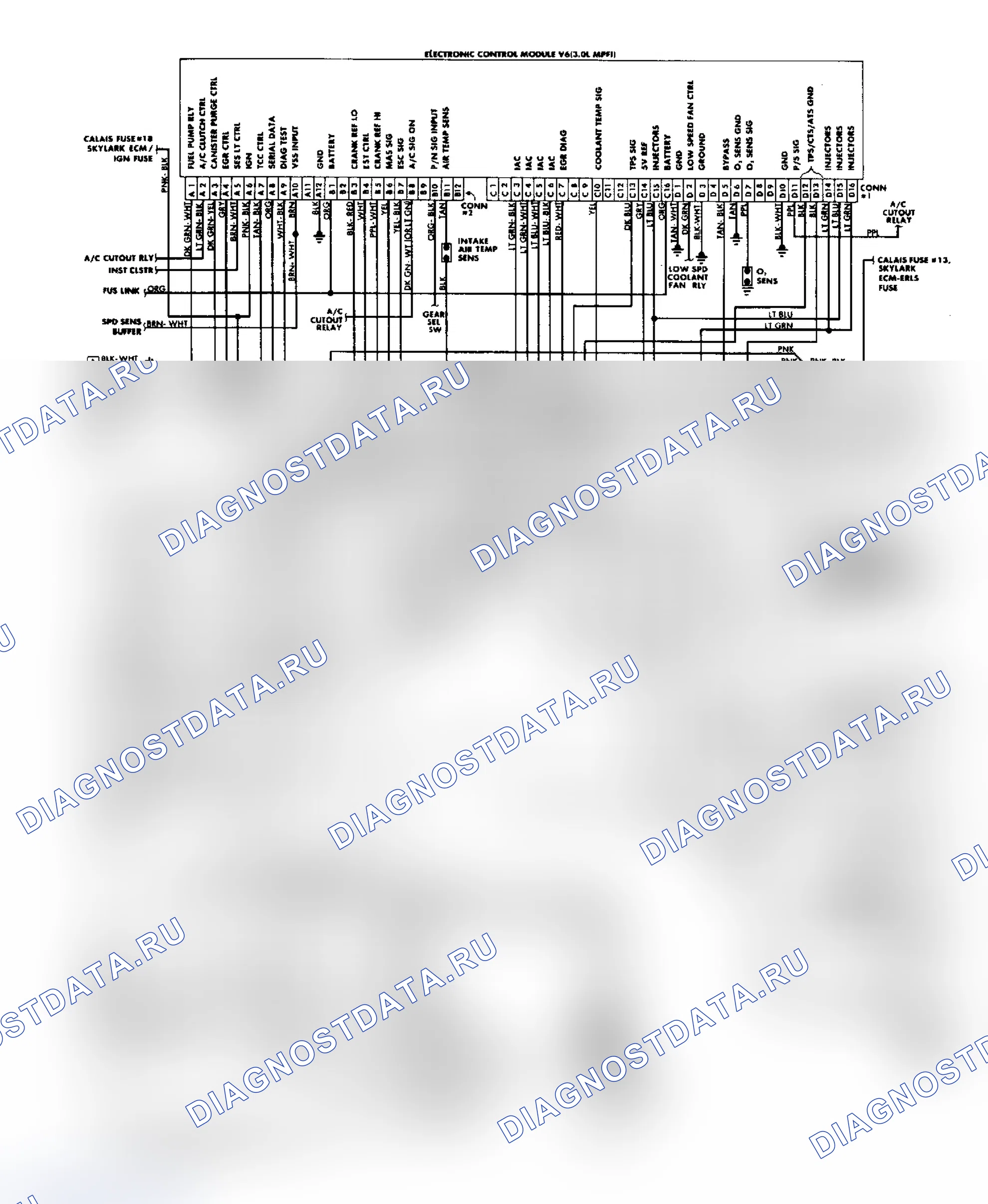 Рис. 225: Схема проводки впрыска топлива в порт (корпус 3.0L «N»). Buick Electra VI