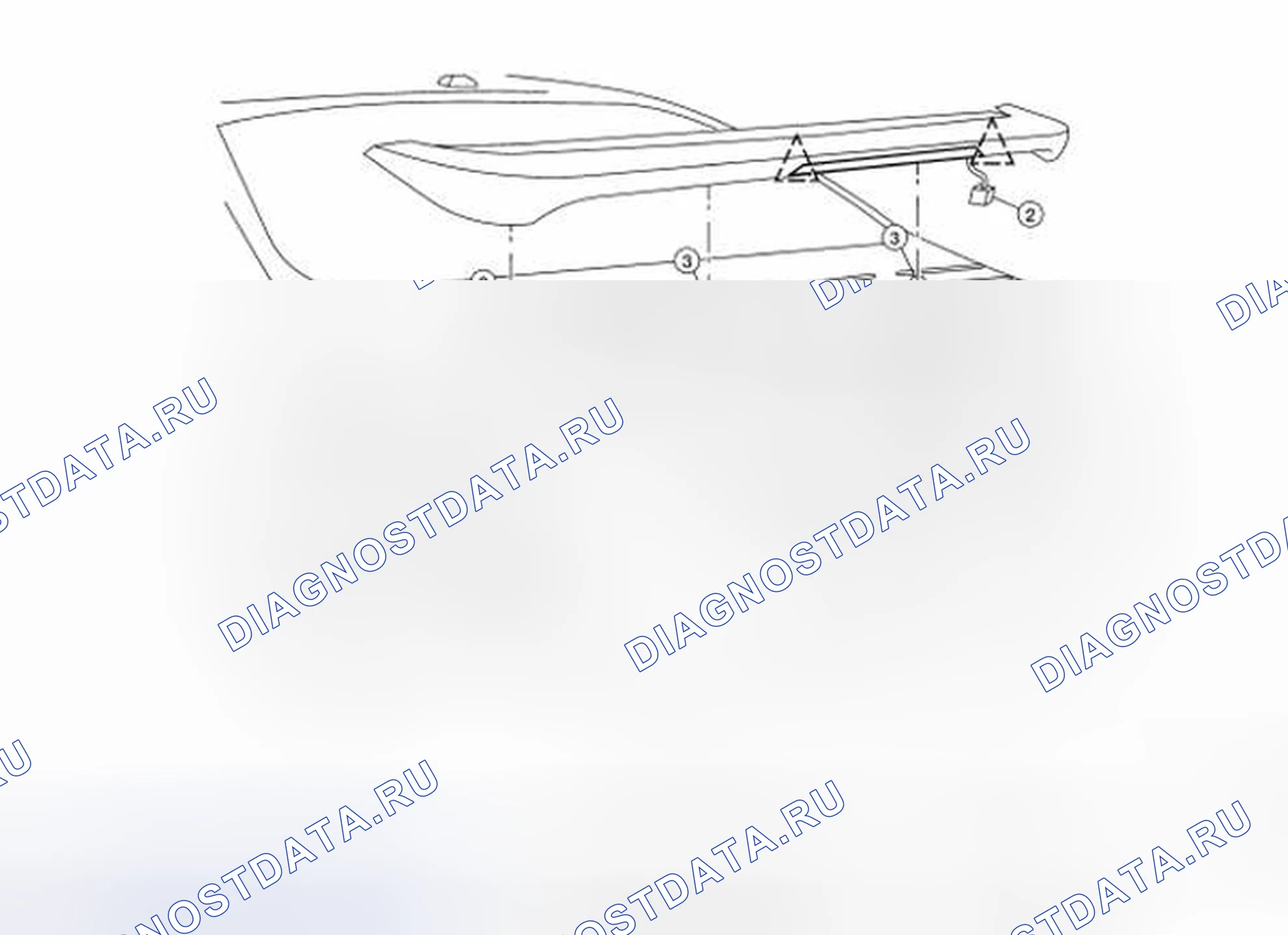 Рис. 11: Идентификация компонентов заднего спойлера. Nissan Altima L32