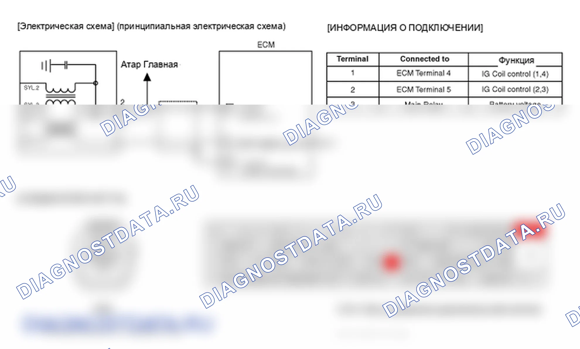 Фрагмент электросхемы: P0300. Kia Sportage KM