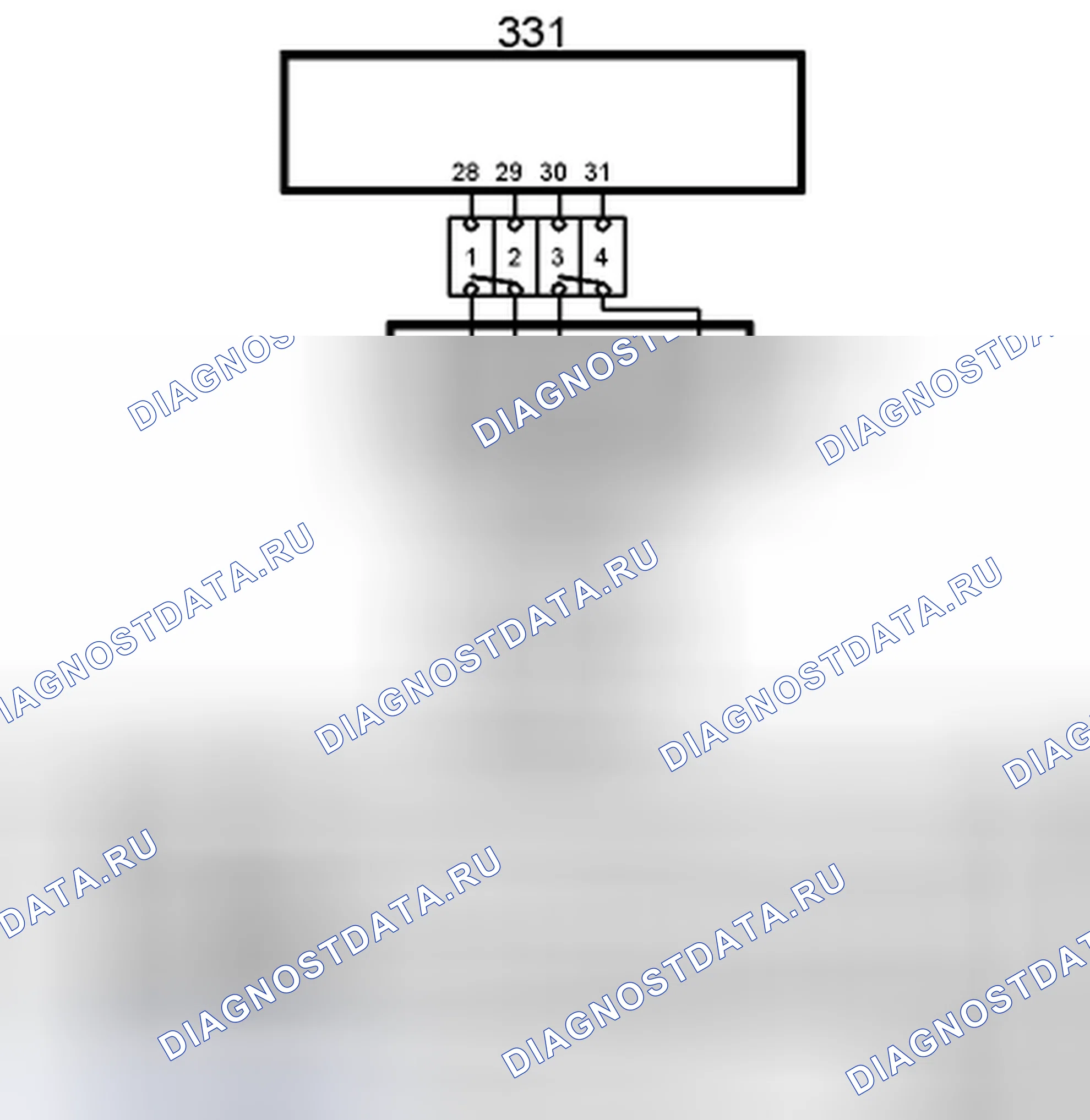 Рис. 7: расшифровка кода ошибки B0022, хтагх1, xтагx2: схема фронтального развертывания драйвера (этап 1), низкое сопротивление; напряжение вне B0024 B0026. Kia Picanto III