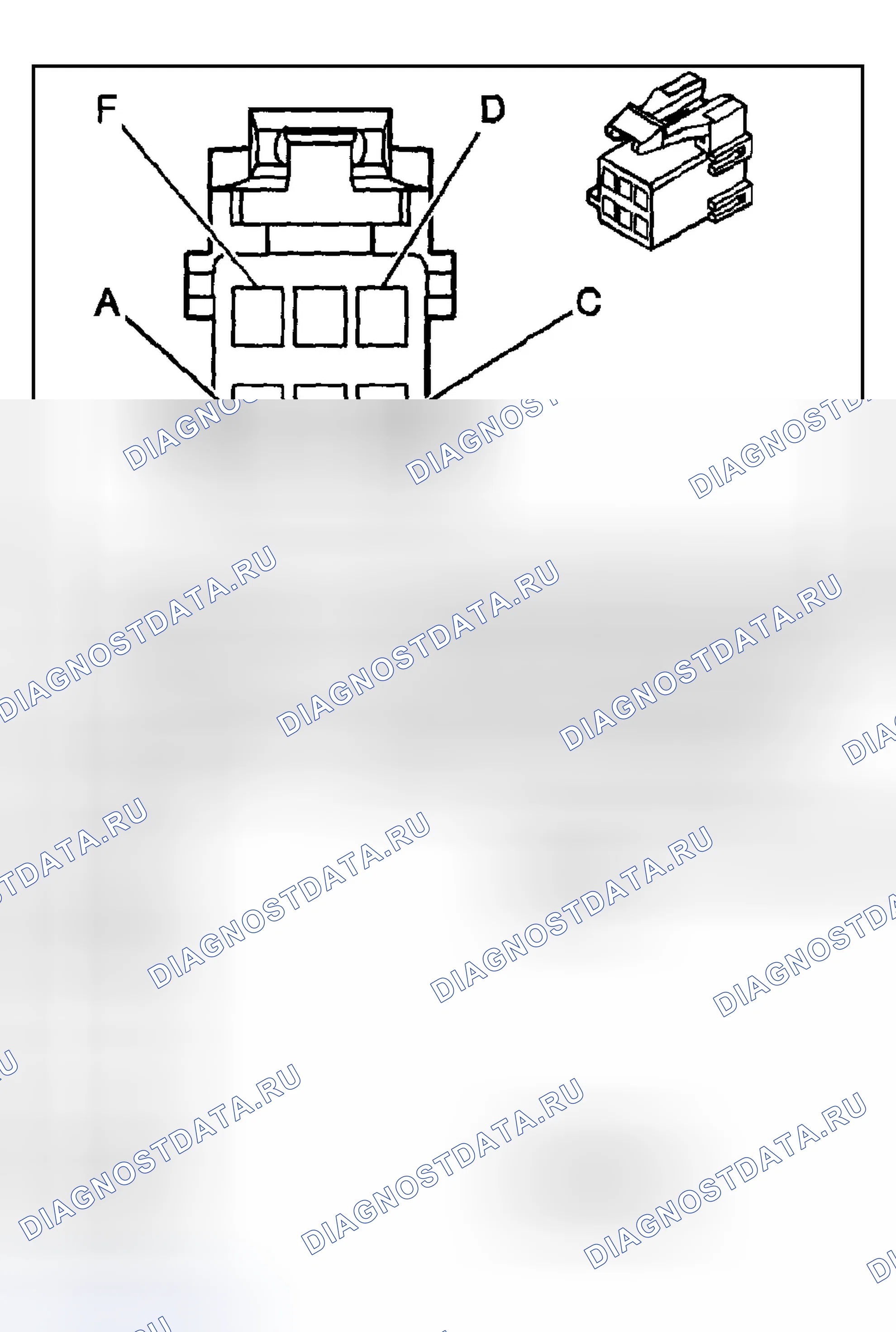 Рис. 37: Вид с торца разъема системы управления кузовом. Chevrolet Suburban K1500 GMT800