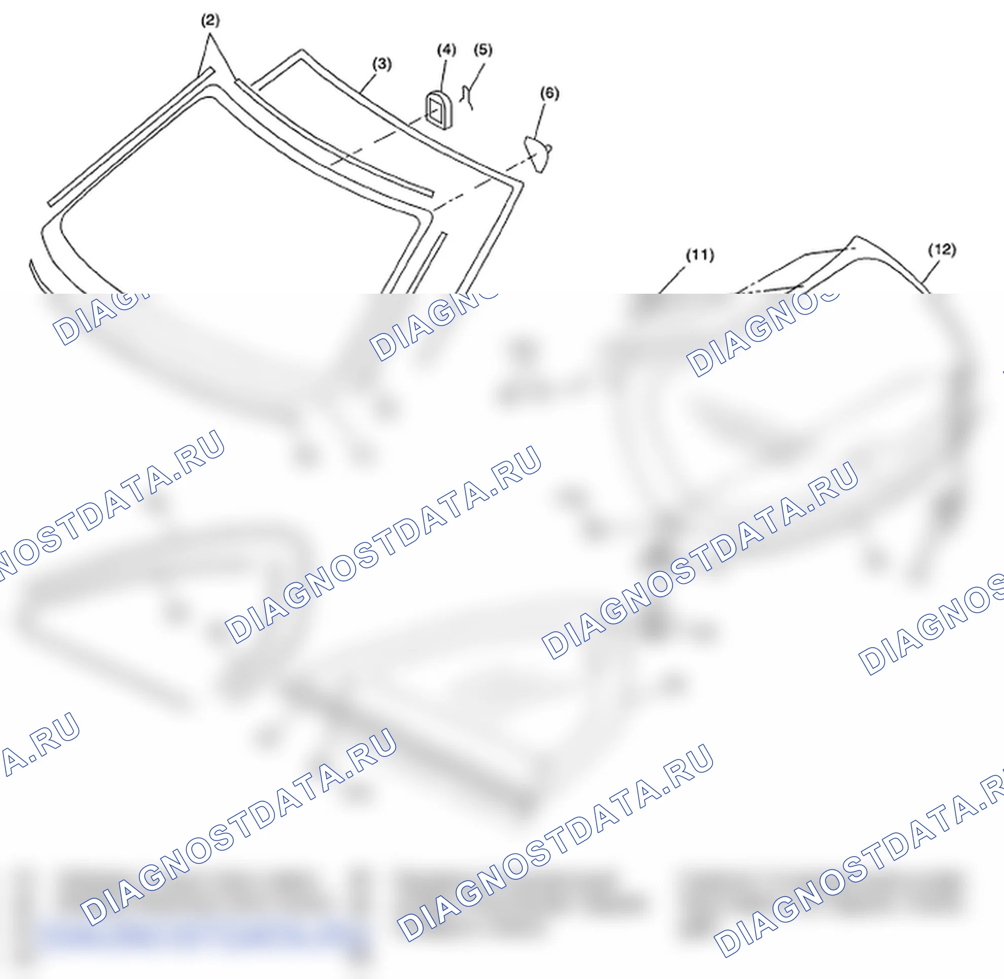 Рис. 7: НЕПОДВИЖНОЕ СТЕКЛО (МОДЕЛЬ ВАГОНА). Subaru Impreza WRX GH