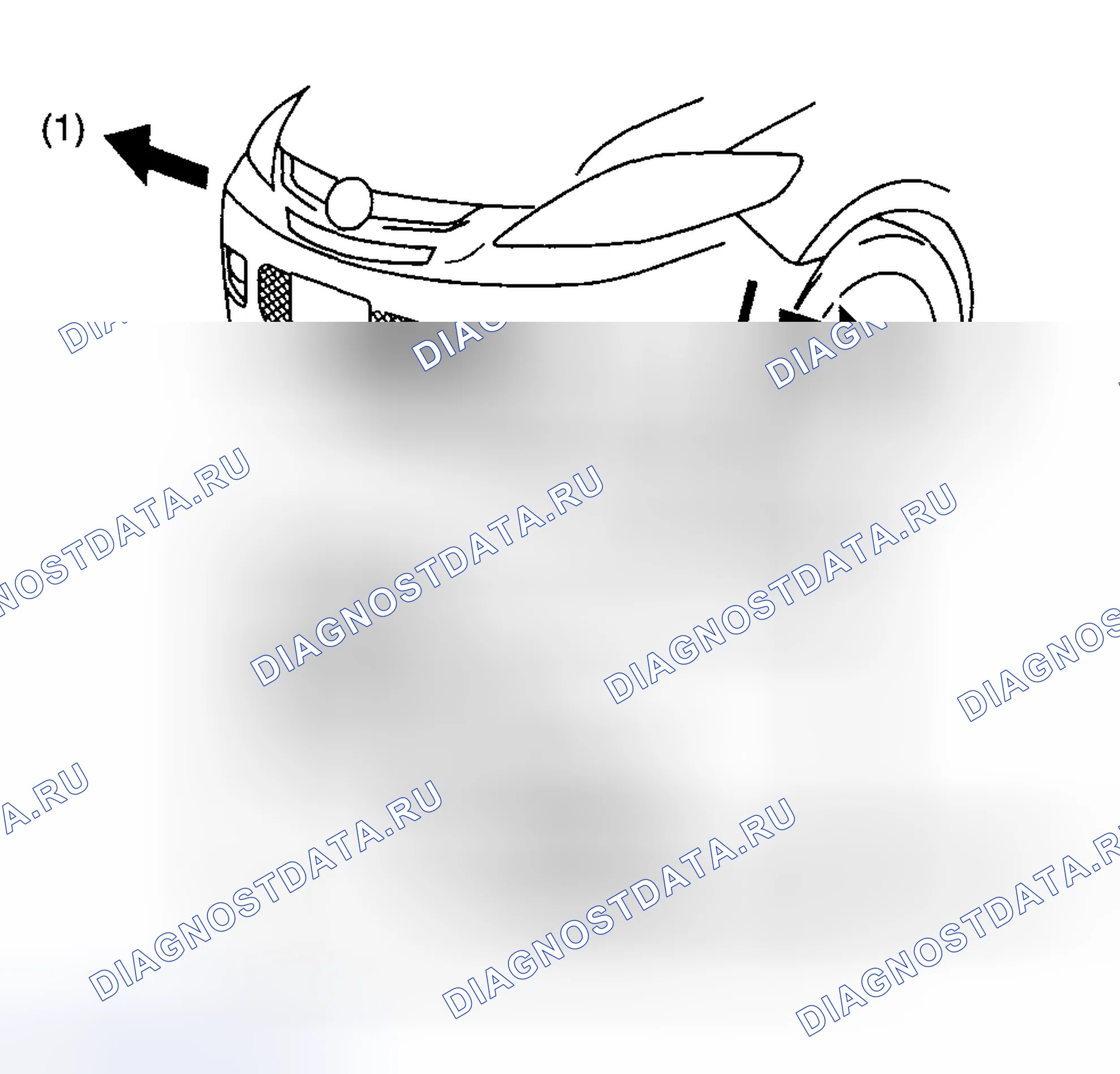 Рис. 11: Примечание по снятию переднего бампера. Mazda 5 I