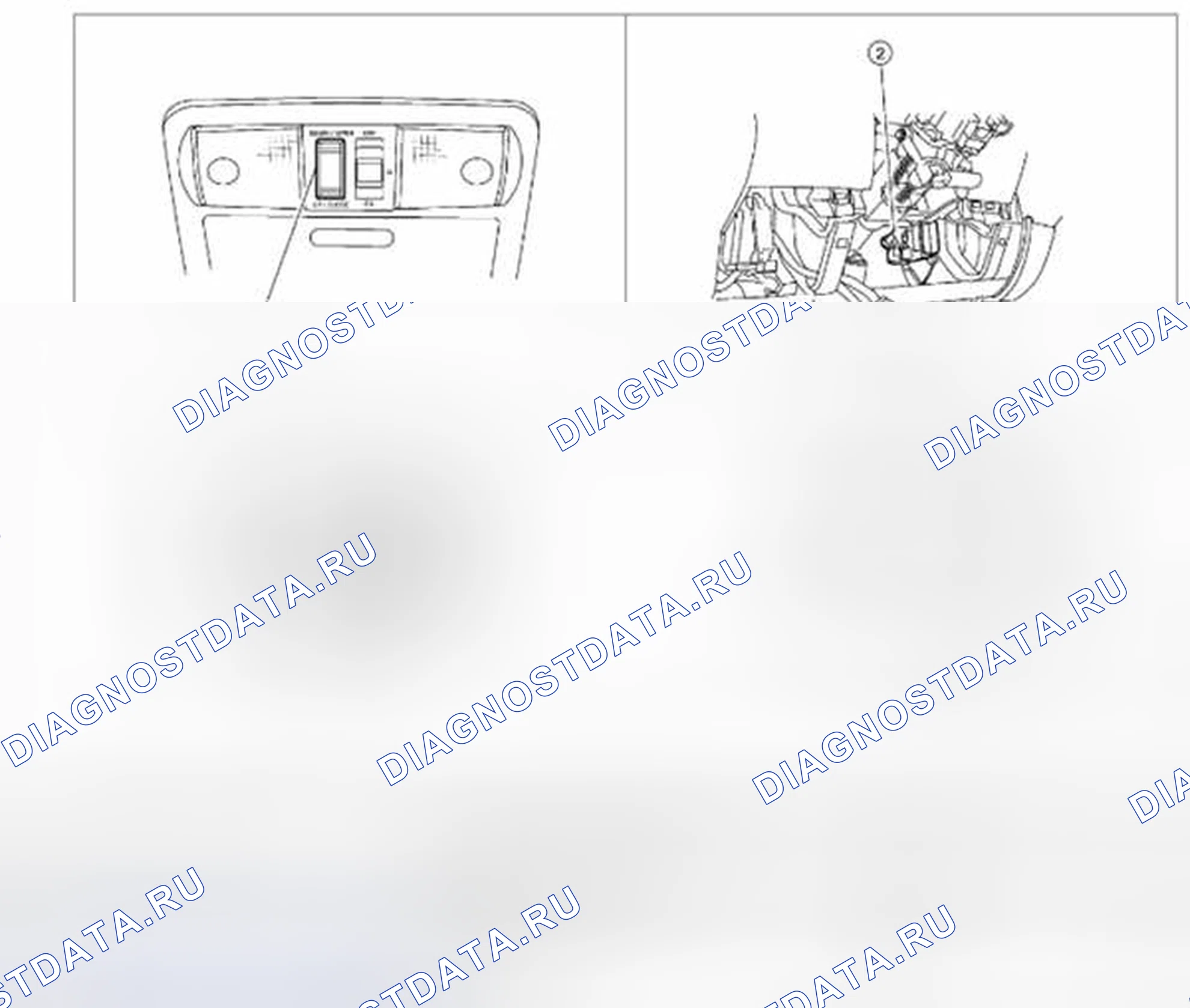 Рис. 2: Люк в крыше системы: расположение компонентов. Suzuki Equator I