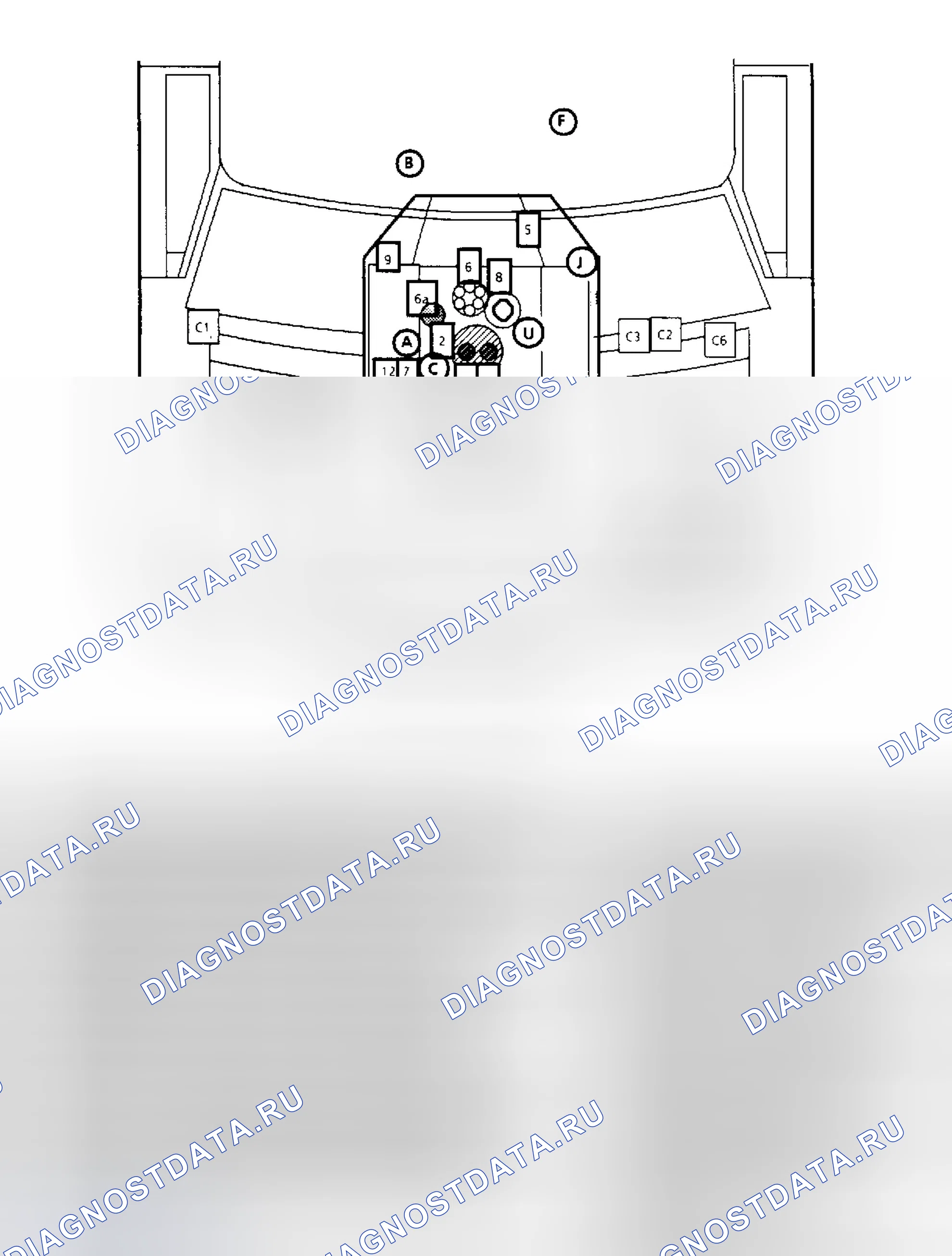 Рис. 52: Расположение компонентов для Astro и Safari 4.3L. GMC Cab & Chassis R3500 