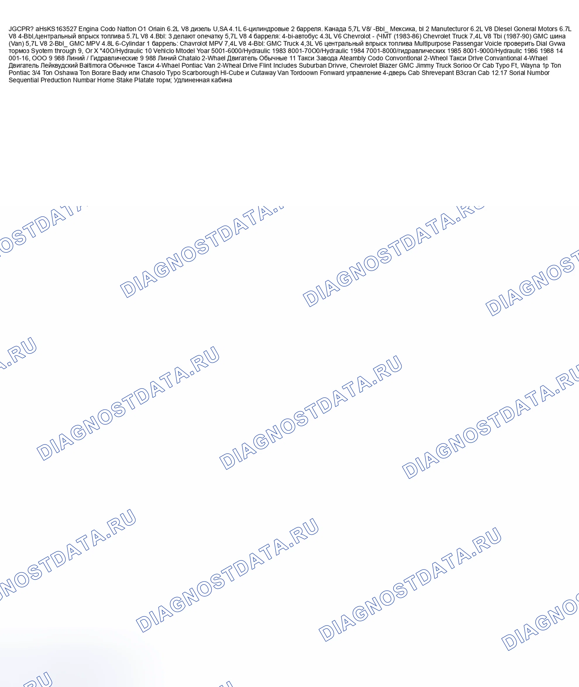 Рис. 1: Идентификация VIN. Chevrolet Suburban V1500 