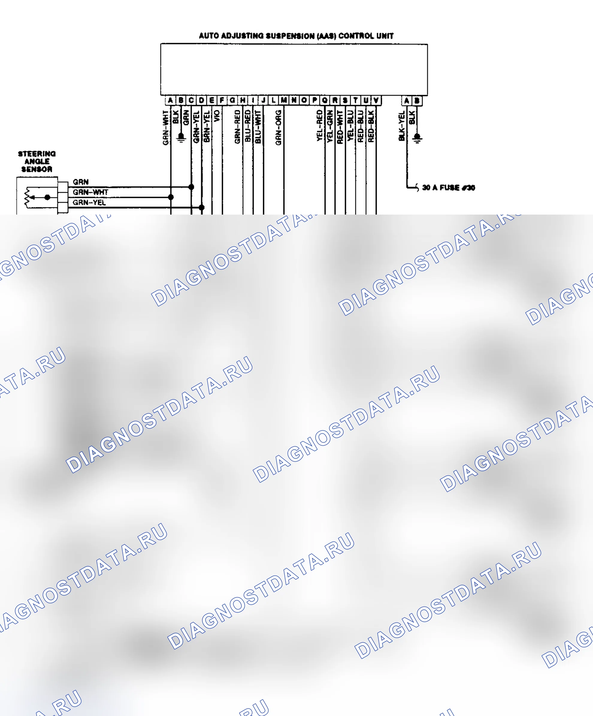 Рис. 8: Схема подключения автоматической регулировки подвески Mazda 929 (AAS). Mazda 929 HC