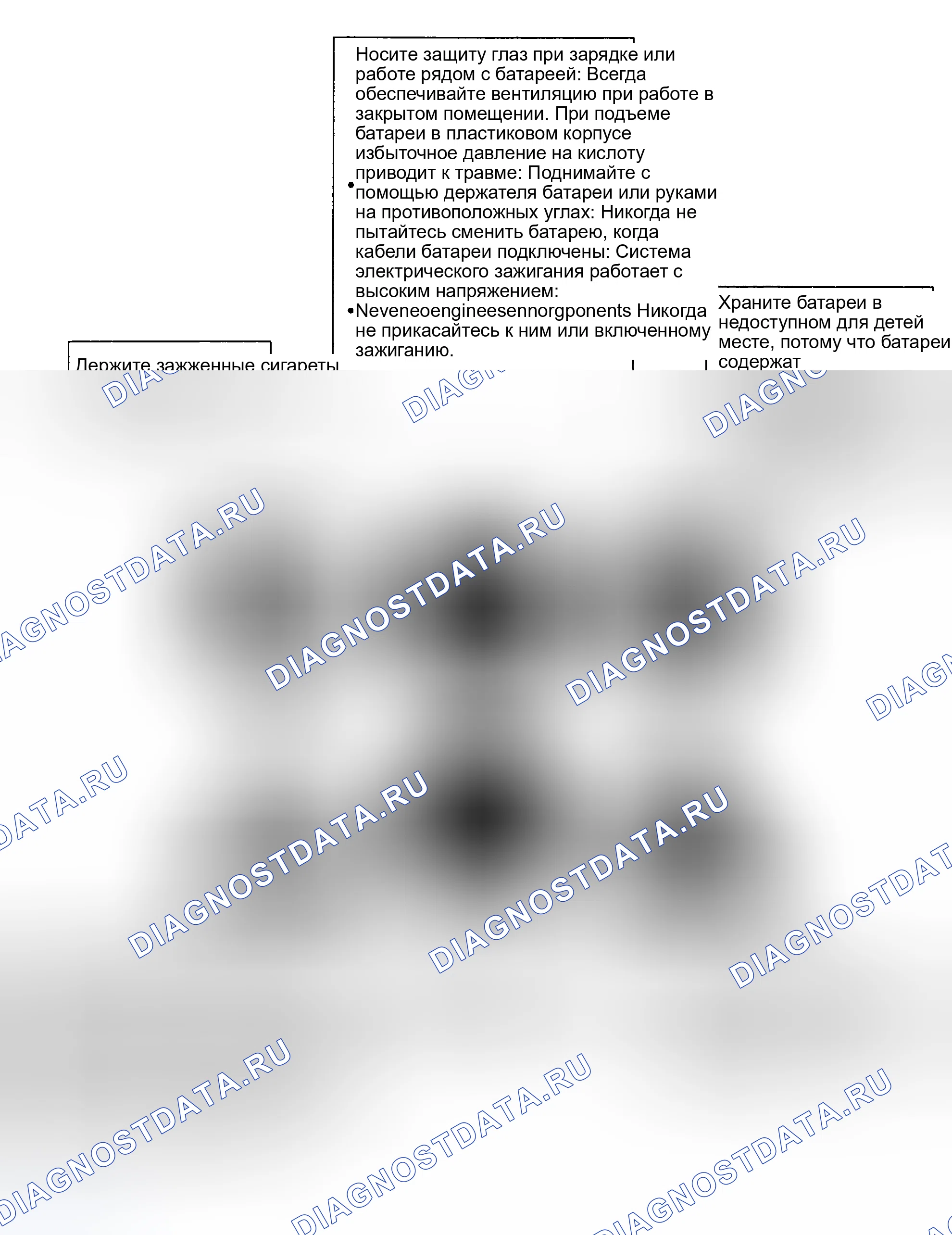 Рис. 9: ОПИСАНИЕ ПРЕДУПРЕДИТЕЛЬНОЙ ТАБЛИЧКИ АККУМУЛЯТОРНОЙ БАТАРЕИ. Haval Chitu I