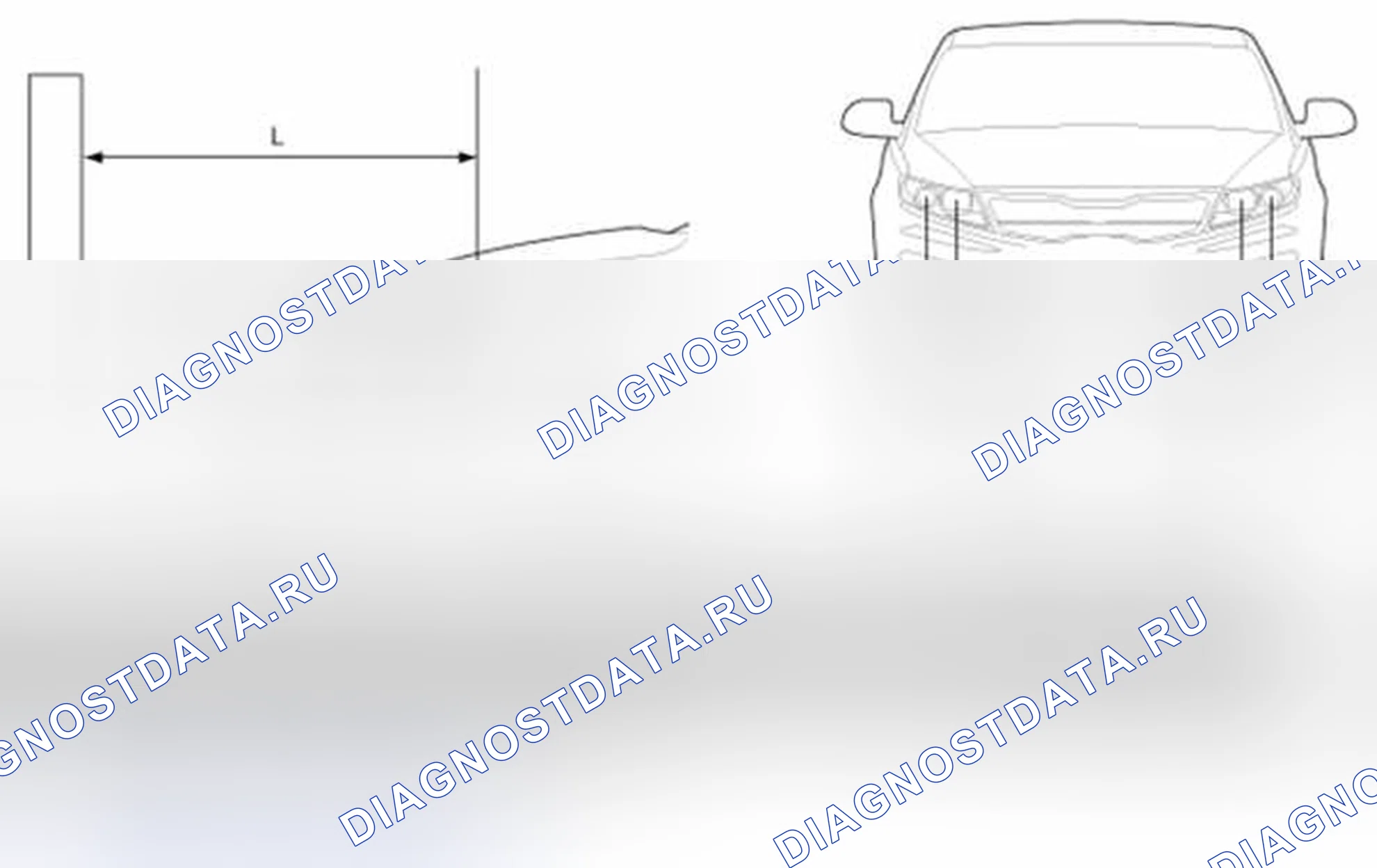 Рис. 272: Точка прицеливания фары и противотуманной фары. Kia Optima III