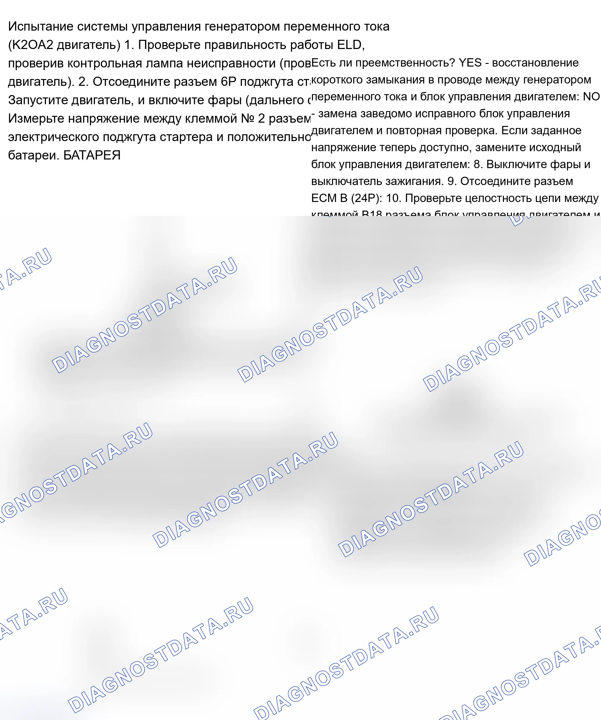 Рис. 7: Испытание системы управления генератором переменного тока (K20A2 двигатель). Acura RSX I
