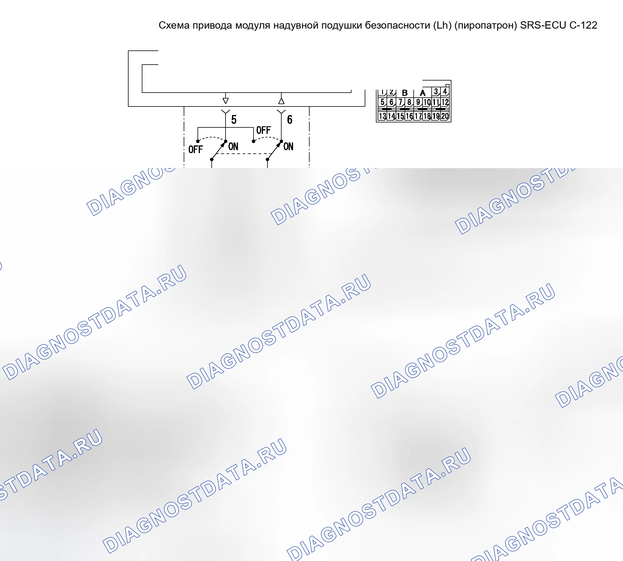 Рис. 171: расшифровка кода ошибки B1452: замыкание на массу (короткое замыкание на масса) модуля подушки безопасности занавеса (Lh) (пиропатрон). Honda Fit Shuttle I
