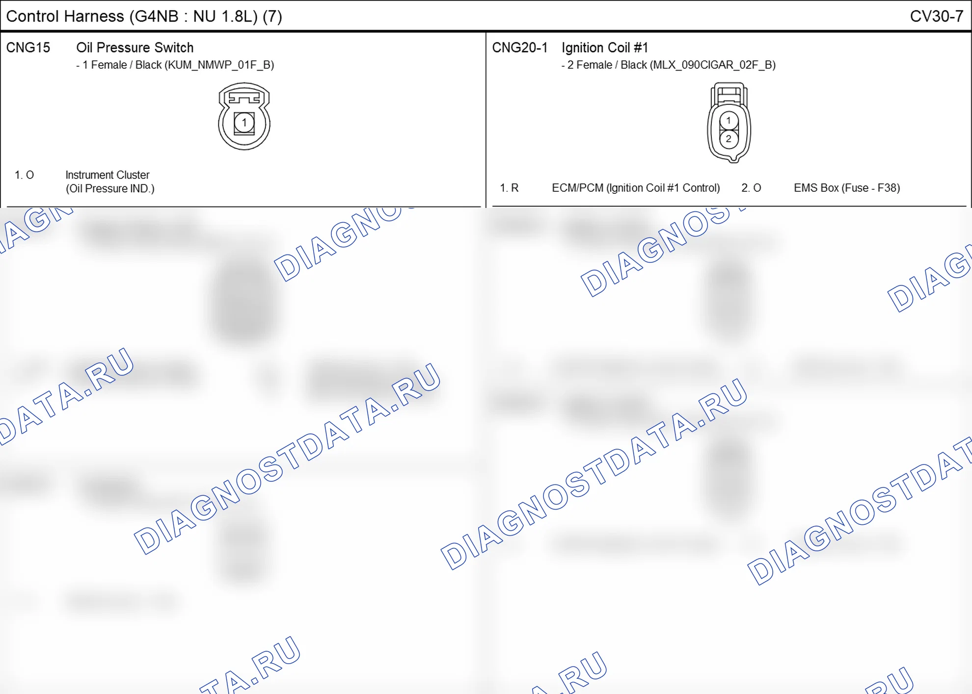 Распиновка разъёма CV30-7 — жгута управления. Hyundai Elantra V рестайлинг