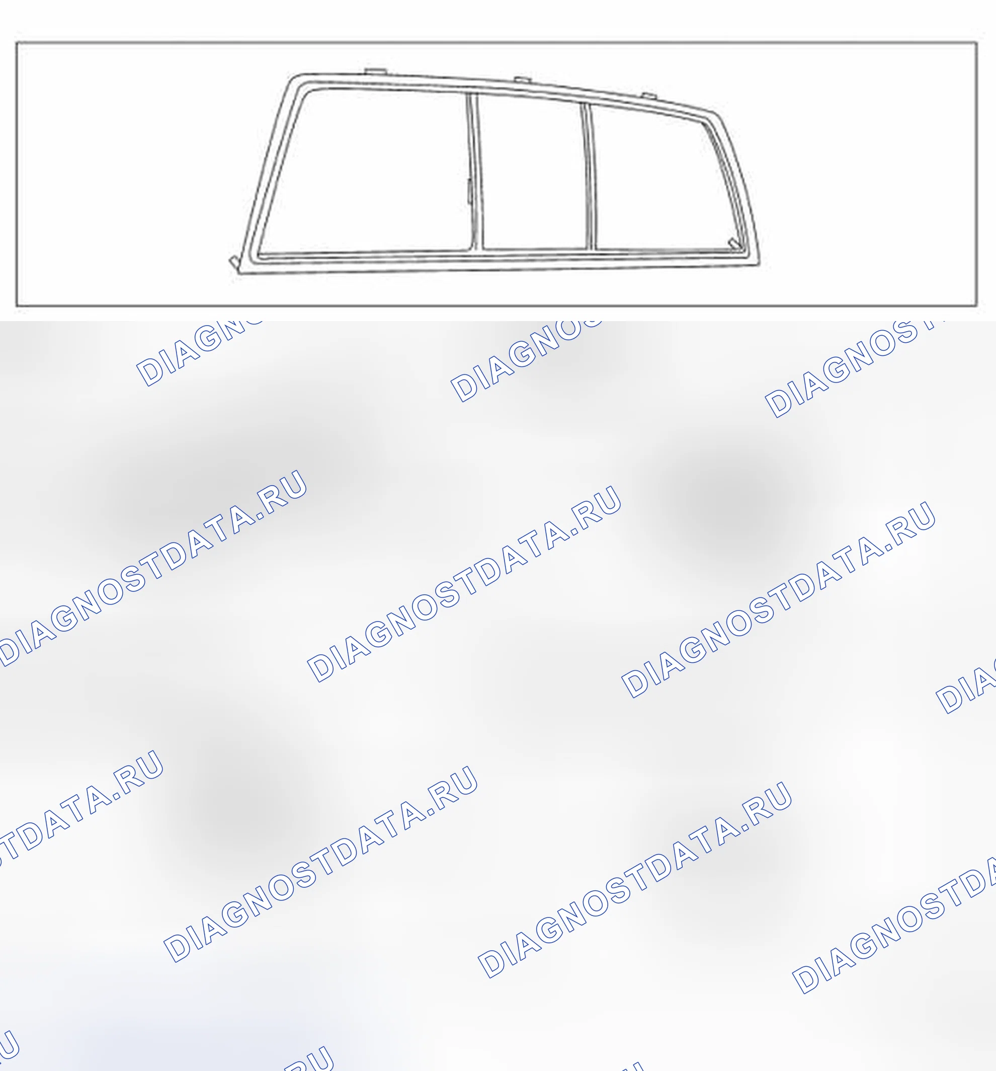 Рис. 36: Идентификация заднего стекла и формовки. Nissan Frontier D40