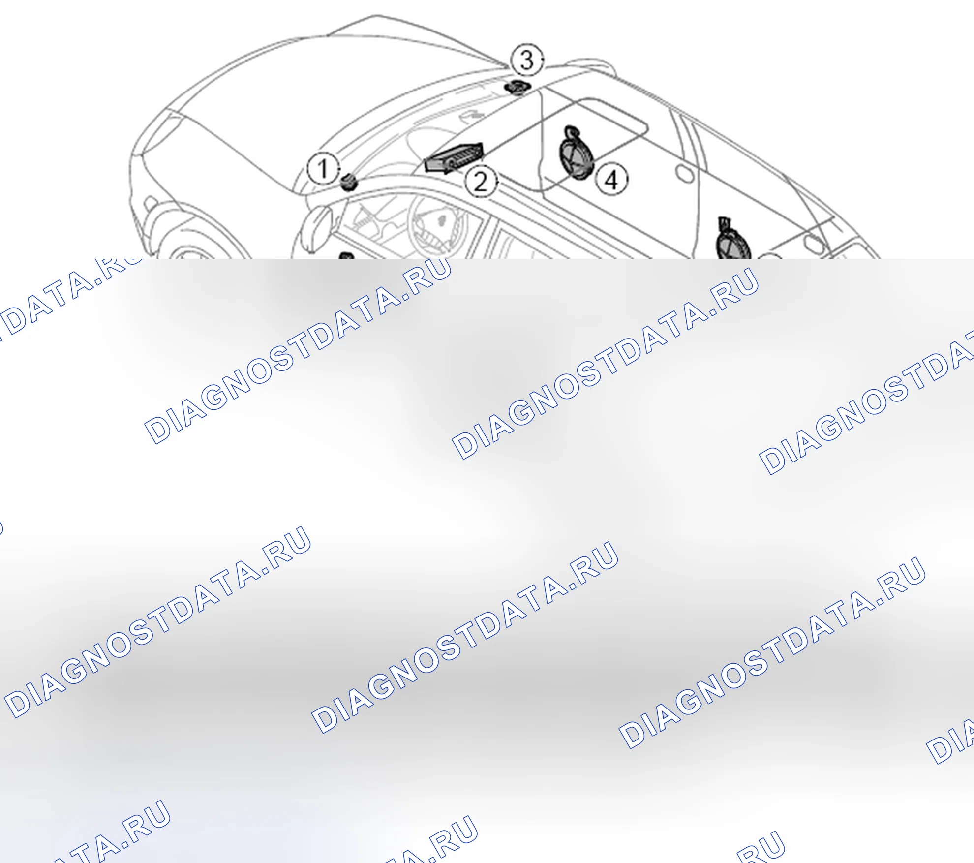 Рис. 54: Компоновка компонентов PCM2/ CDR23 основной звуковой системы. Kia Cerato I