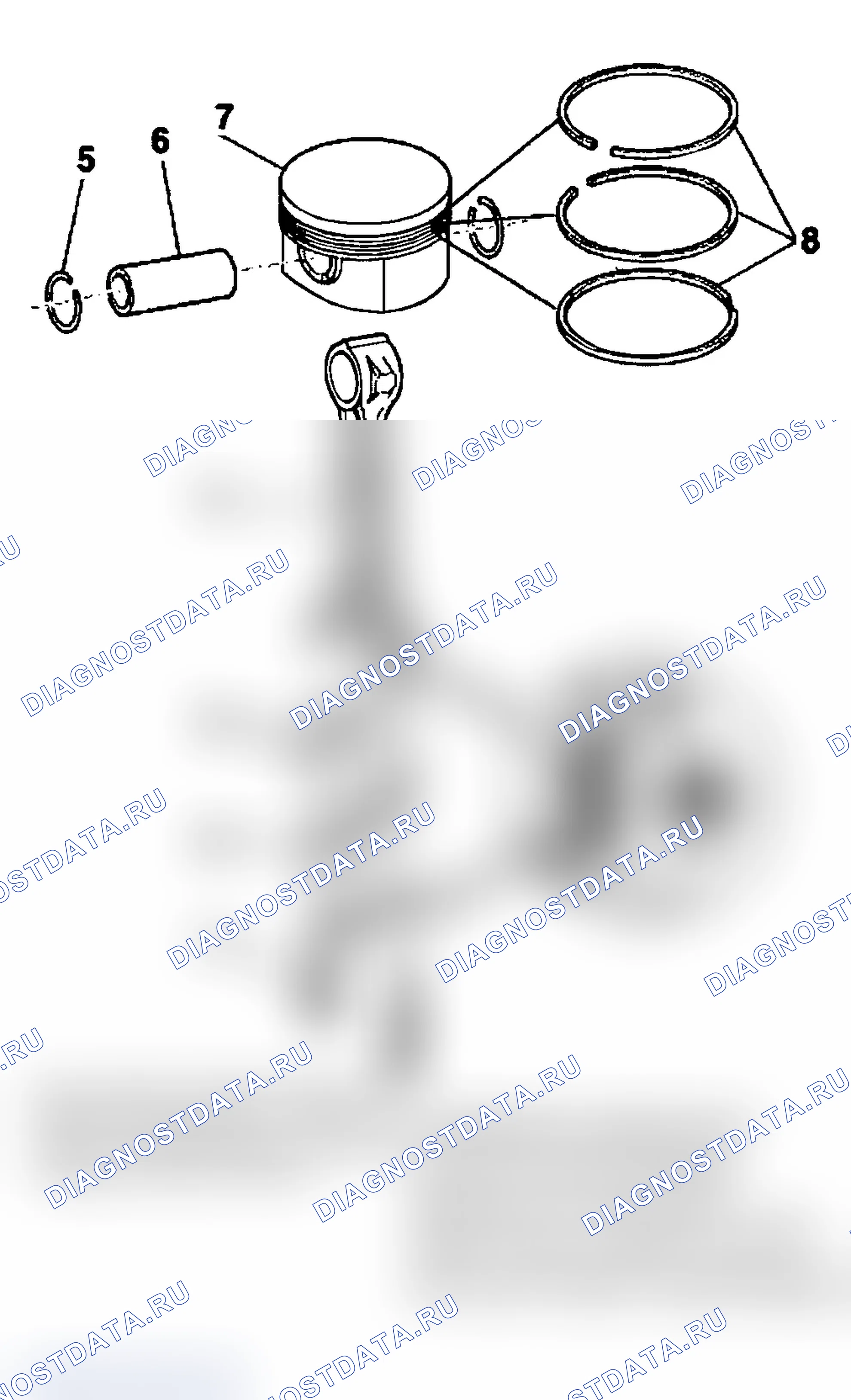 Рис. 88: Поршень и шатун в сборе. Audi A6 C5