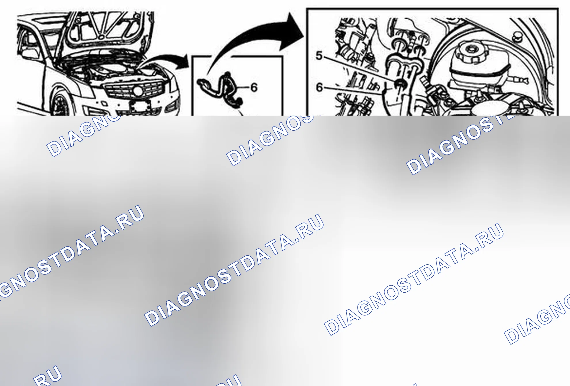 Рис. 2: Замена шланга испарителя системы кондиционирования воздуха. Cadillac ATS I