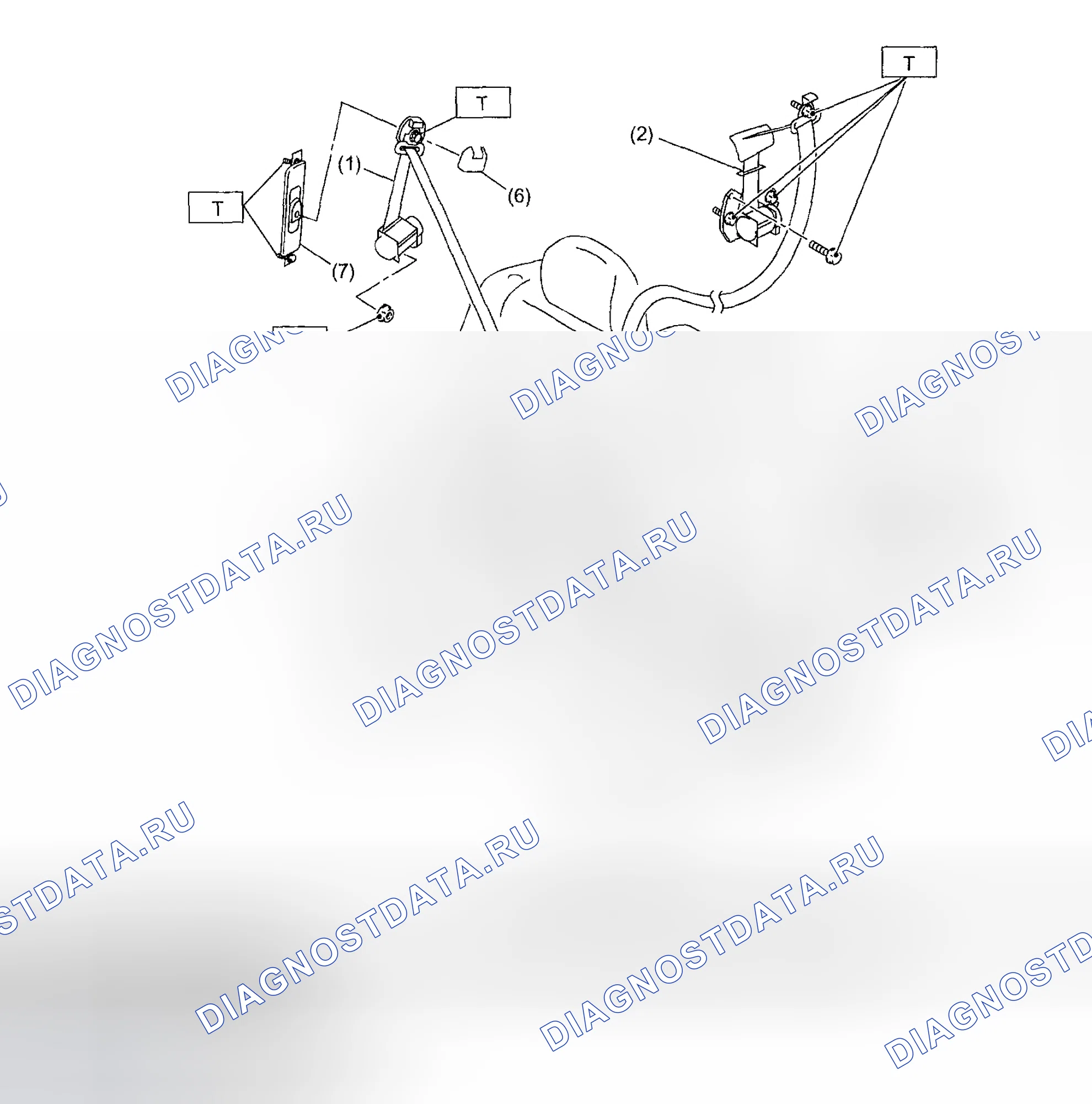 Рис. 3: ЗАДНИЕ РЕМНИ БЕЗОПАСНОСТИ (УНИВЕРСАЛ). Subaru Impreza GD/GC/GG рестайлинг