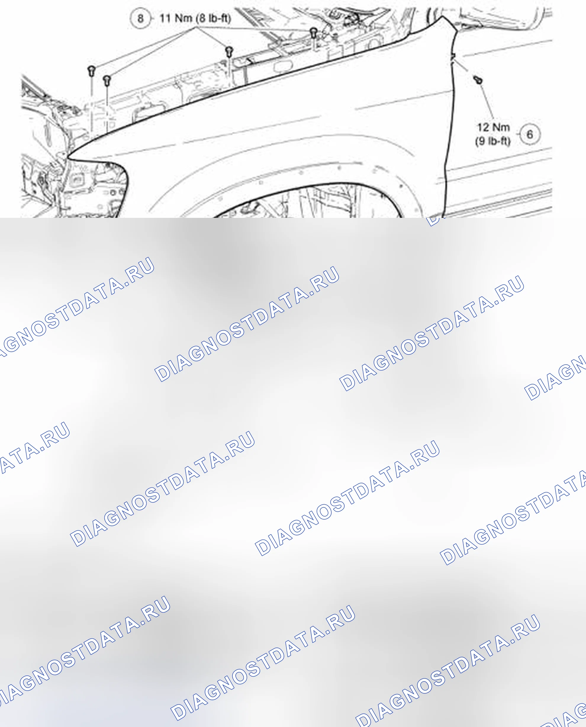 Рис. 5: Передние торцевые панели кузова - разнесенный вид. Hyundai Matrix I рестайлинг
