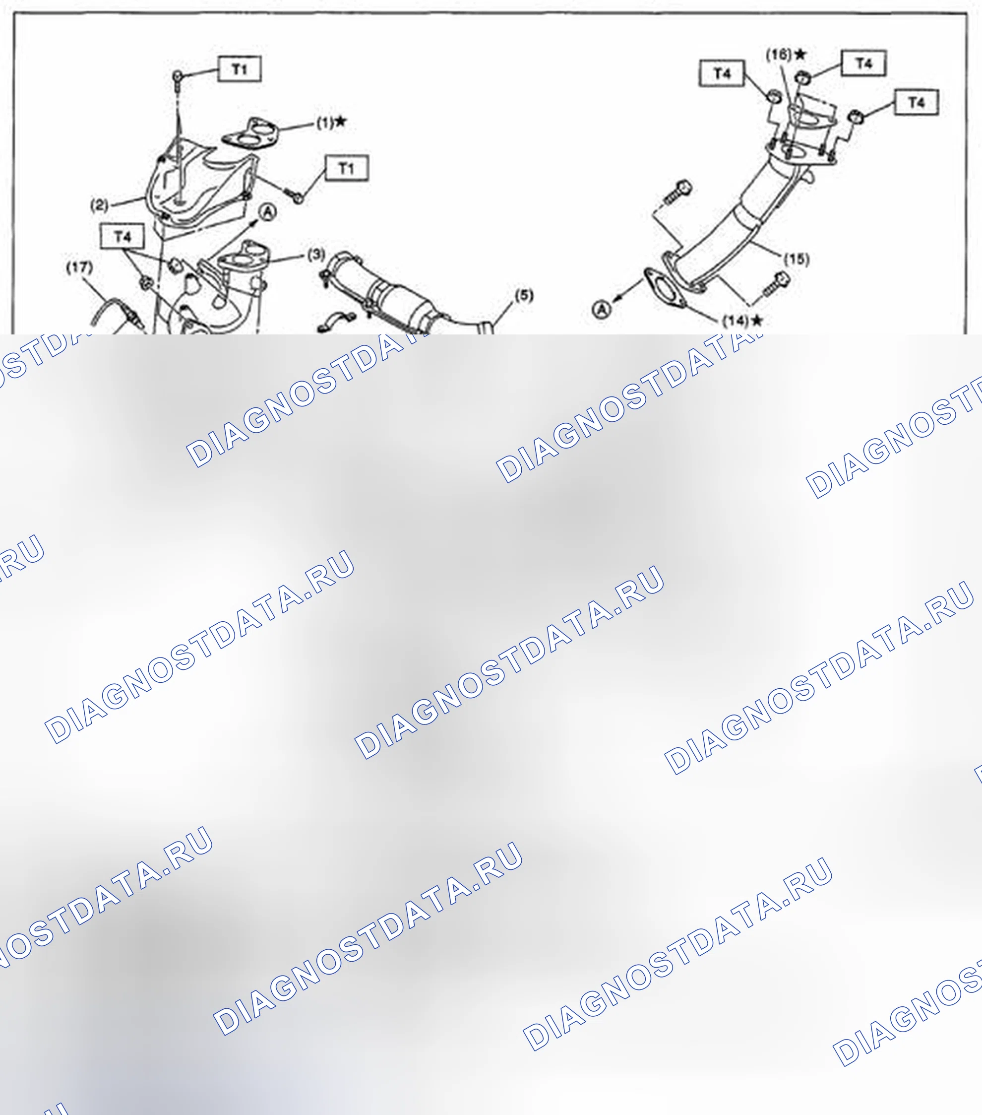 Рис. 38: ПЕРЕДНЯЯ ВЫХЛОПНАЯ ТРУБА. Subaru Impreza GH