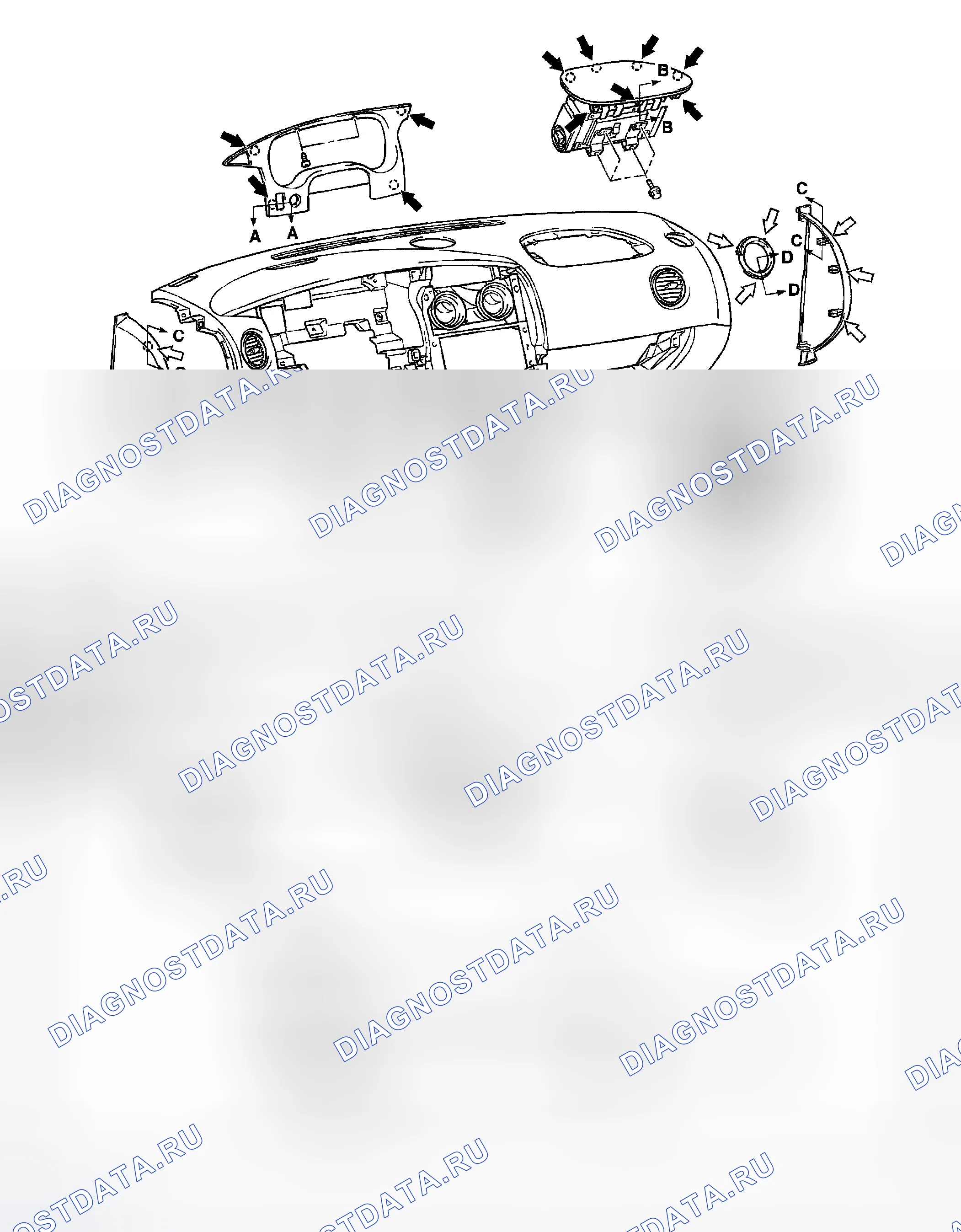 Рис. 135: ПОЛОЖЕНИЯ ЗАЖИМОВ И ЗАХВАТОВ. Dodge Stratus II рестайлинг