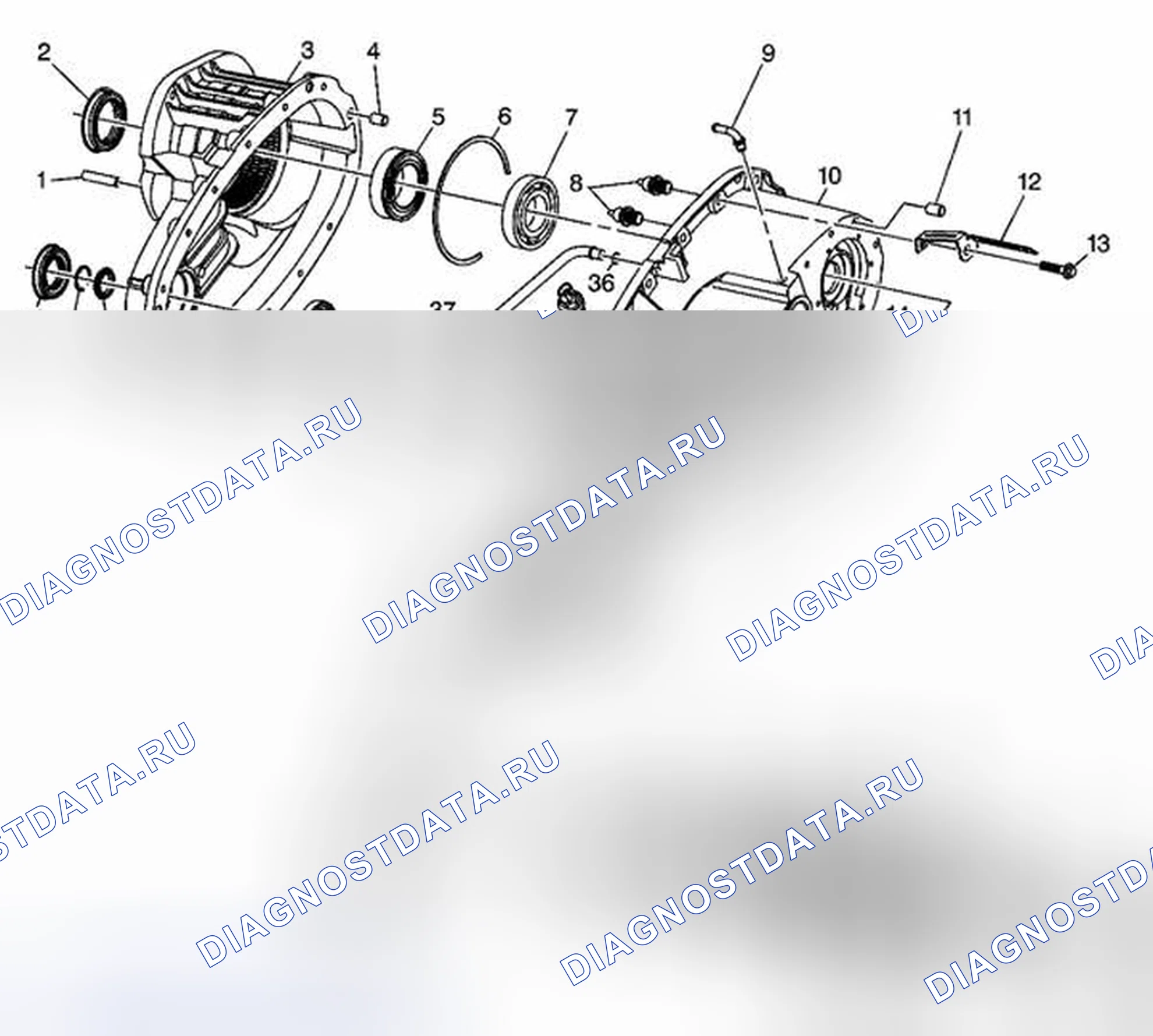 Рис. 45: Раздаточная коробка в разобранном виде. Hyundai Tiburon II