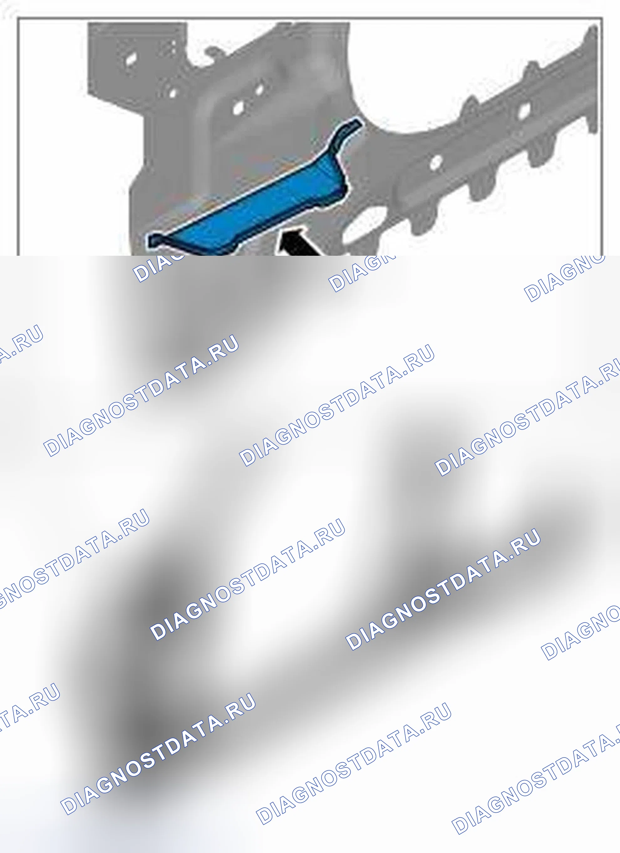 Рис. 42: АКУСТИЧЕСКИЕ УПЛОТНЕНИЯ ИЗ РАСШИРЯЮЩЕЙСЯ ПЕНЫ. Jaguar XF I