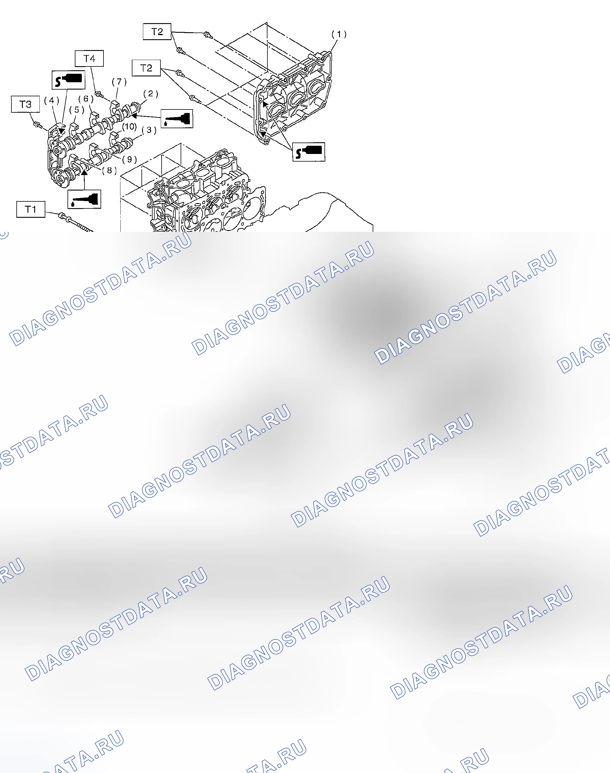 Рис. 299: ГОЛОВКА ЦИЛИНДРА И РАСПРЕДЕЛИТЕЛЬНЫЙ ВАЛ. Subaru Outback BP
