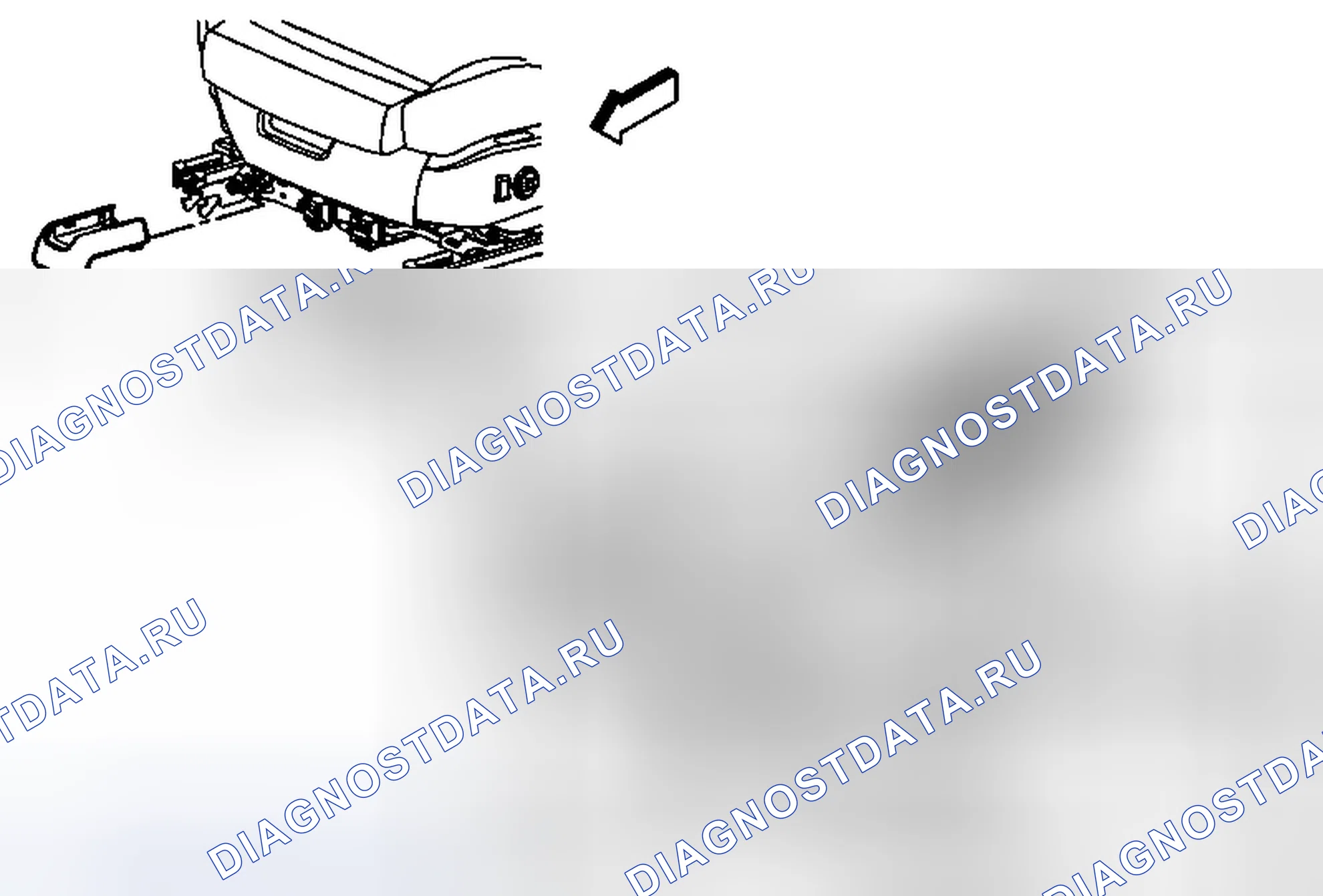 Рис. 8: Замена финишной крышки трека доводчика передних сидений (W2e). Cadillac CTS II