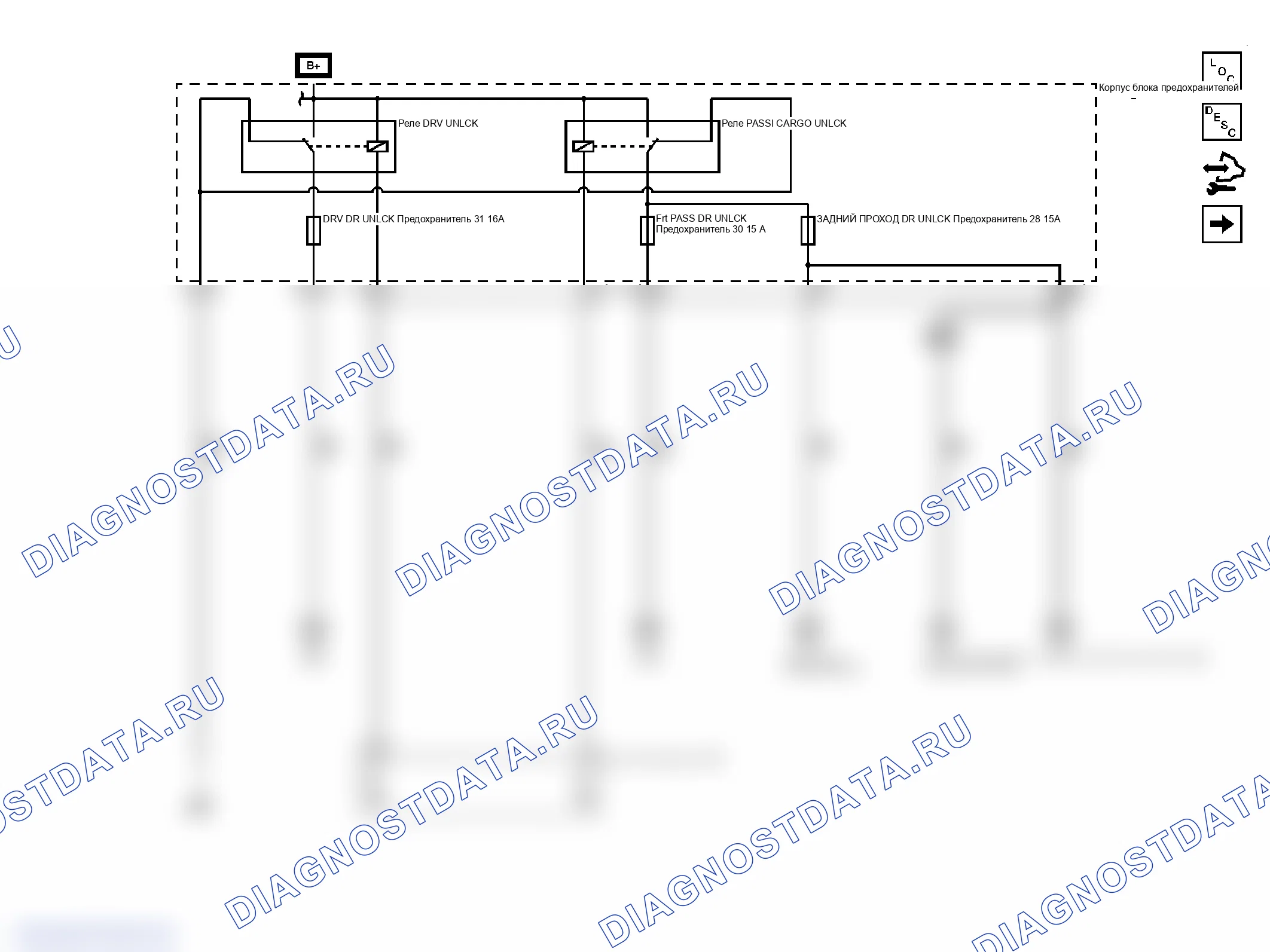 Рис. 1: Схема дверного замка/индикатора. GMC Savana H1500 