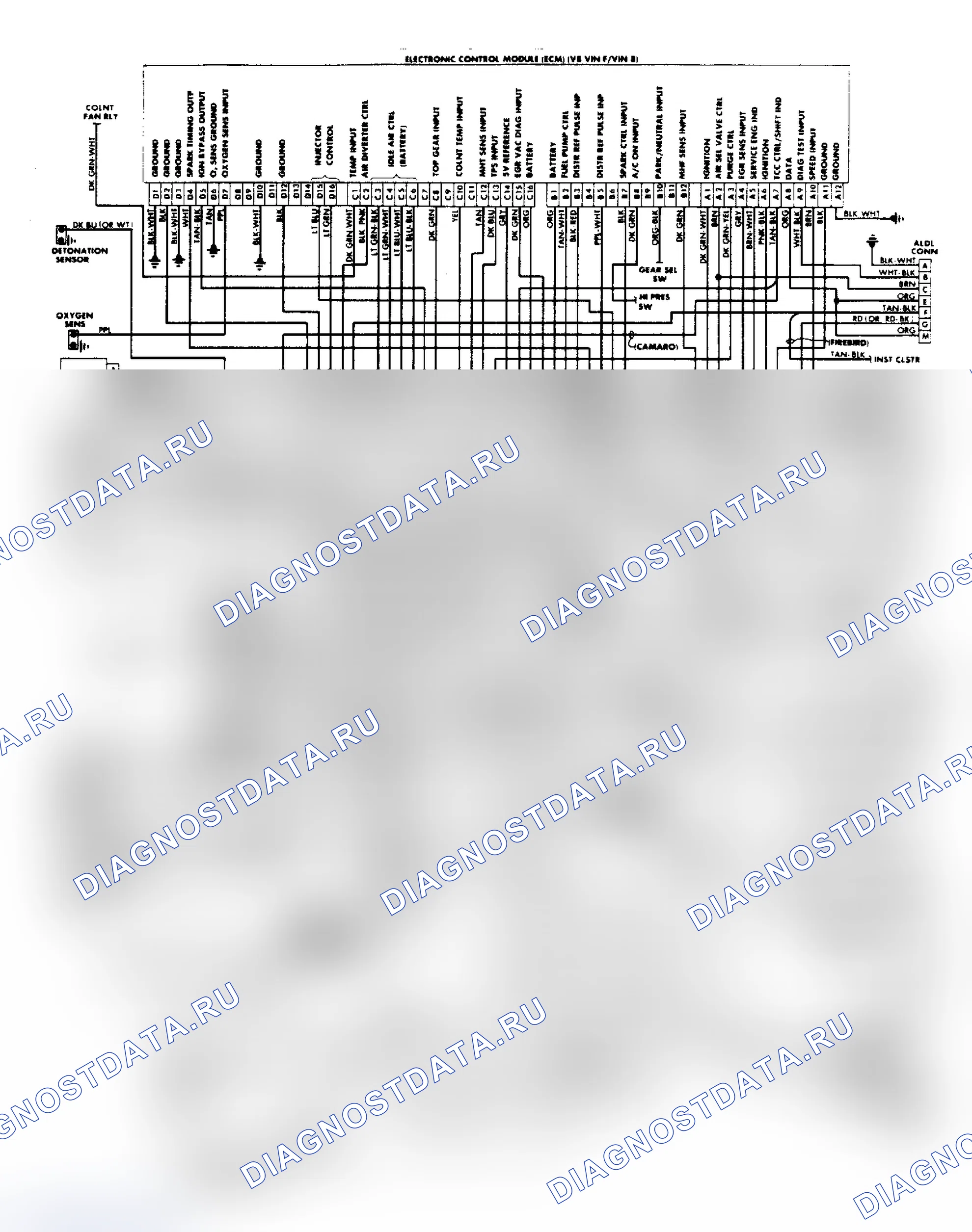 Рис. 25: электросхема: система PFI Camaro и Firebird 5.0L и 5.7L. Buick Electra VI
