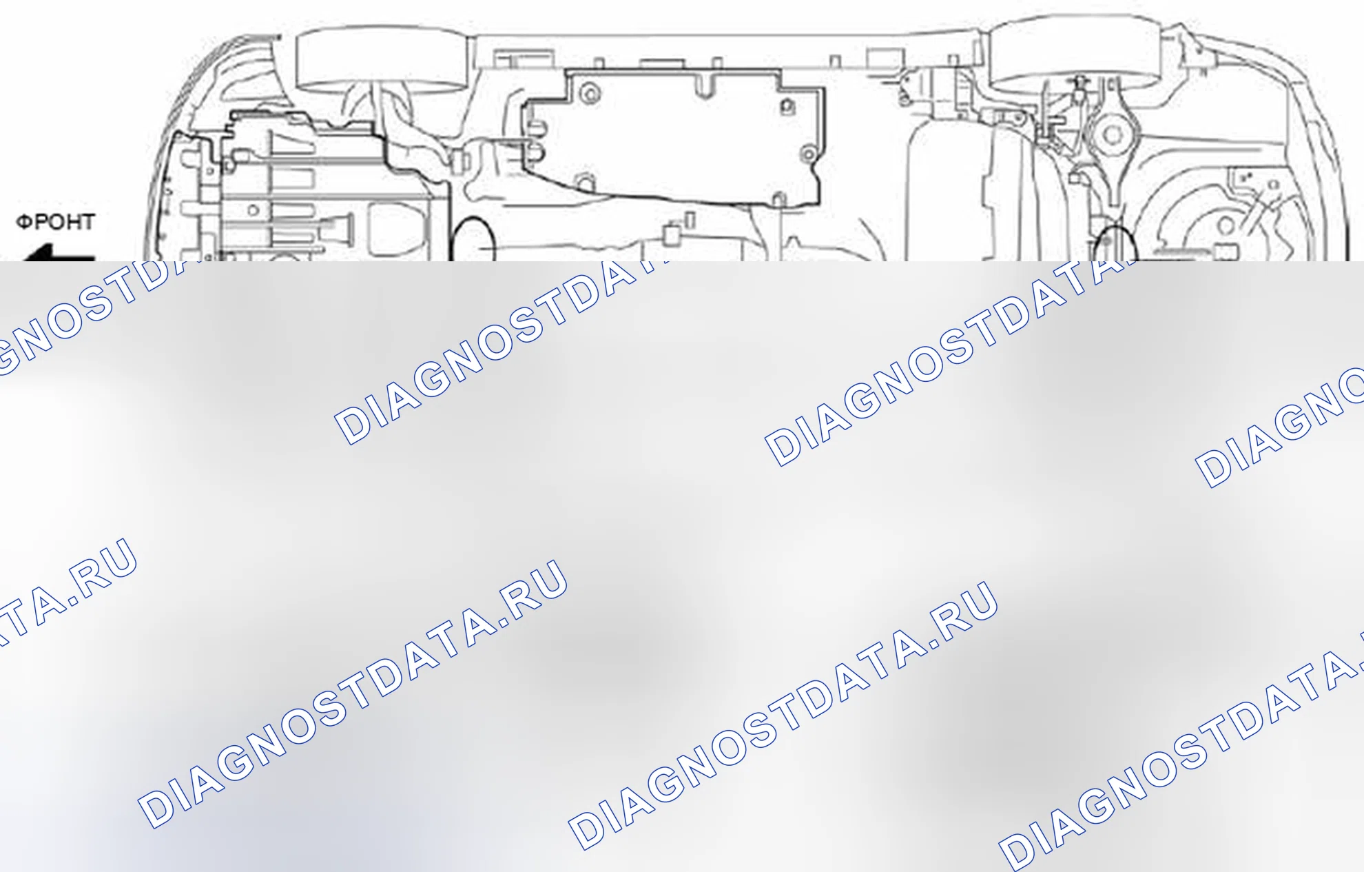 Рис. 50: Определение передних и задних точек подъема. Mazda 3 BL рестайлинг