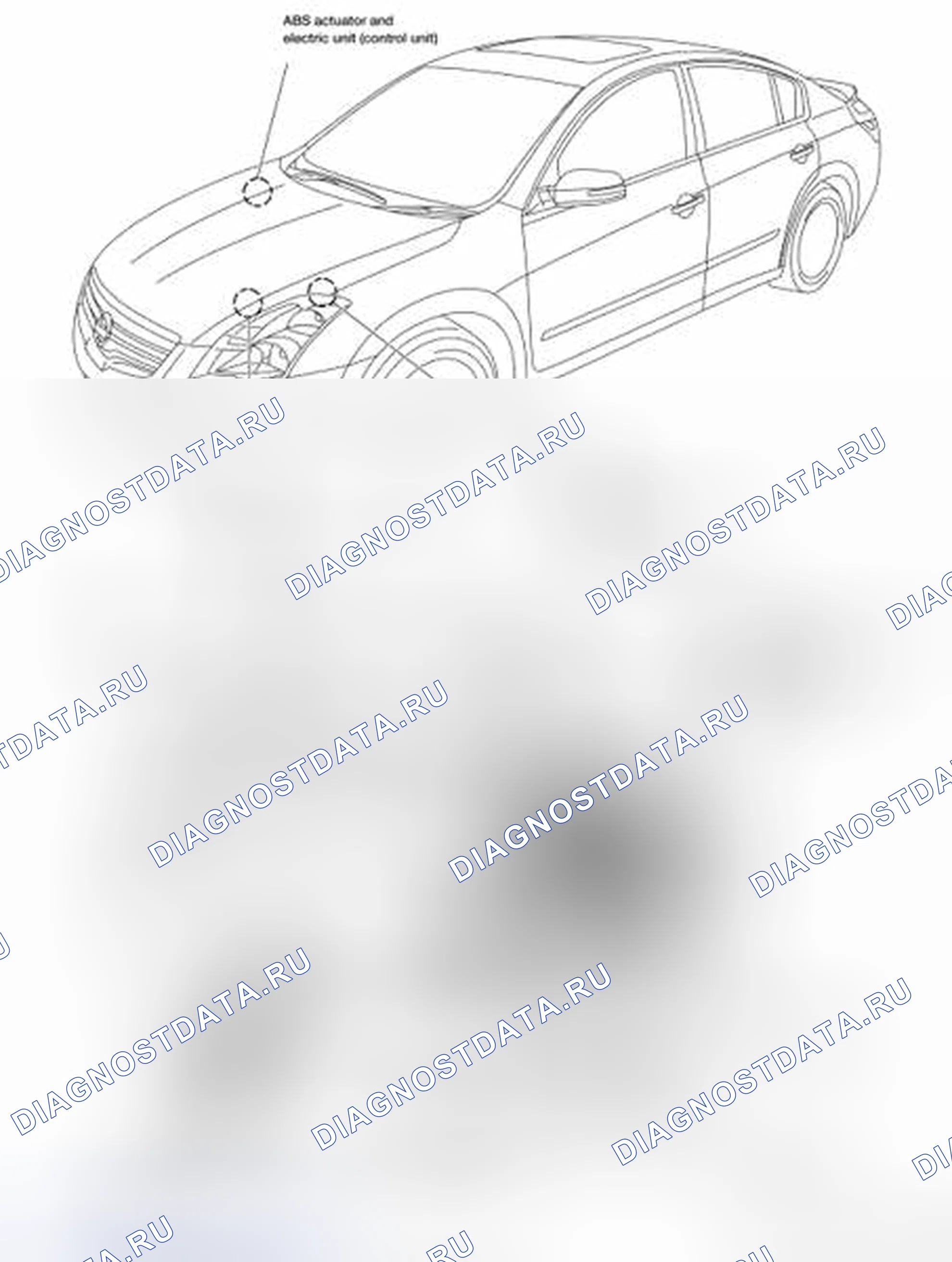 Рис. 35: Определение местоположения электрических узлов моторного отсека. Nissan Altima L32