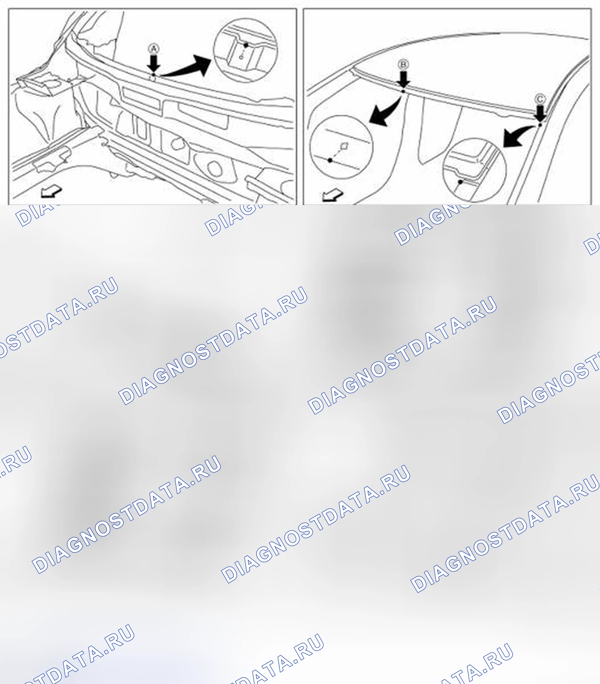 Рис. 204: ТОЧКИ ИЗМЕРЕНИЯ. Nissan Leaf I