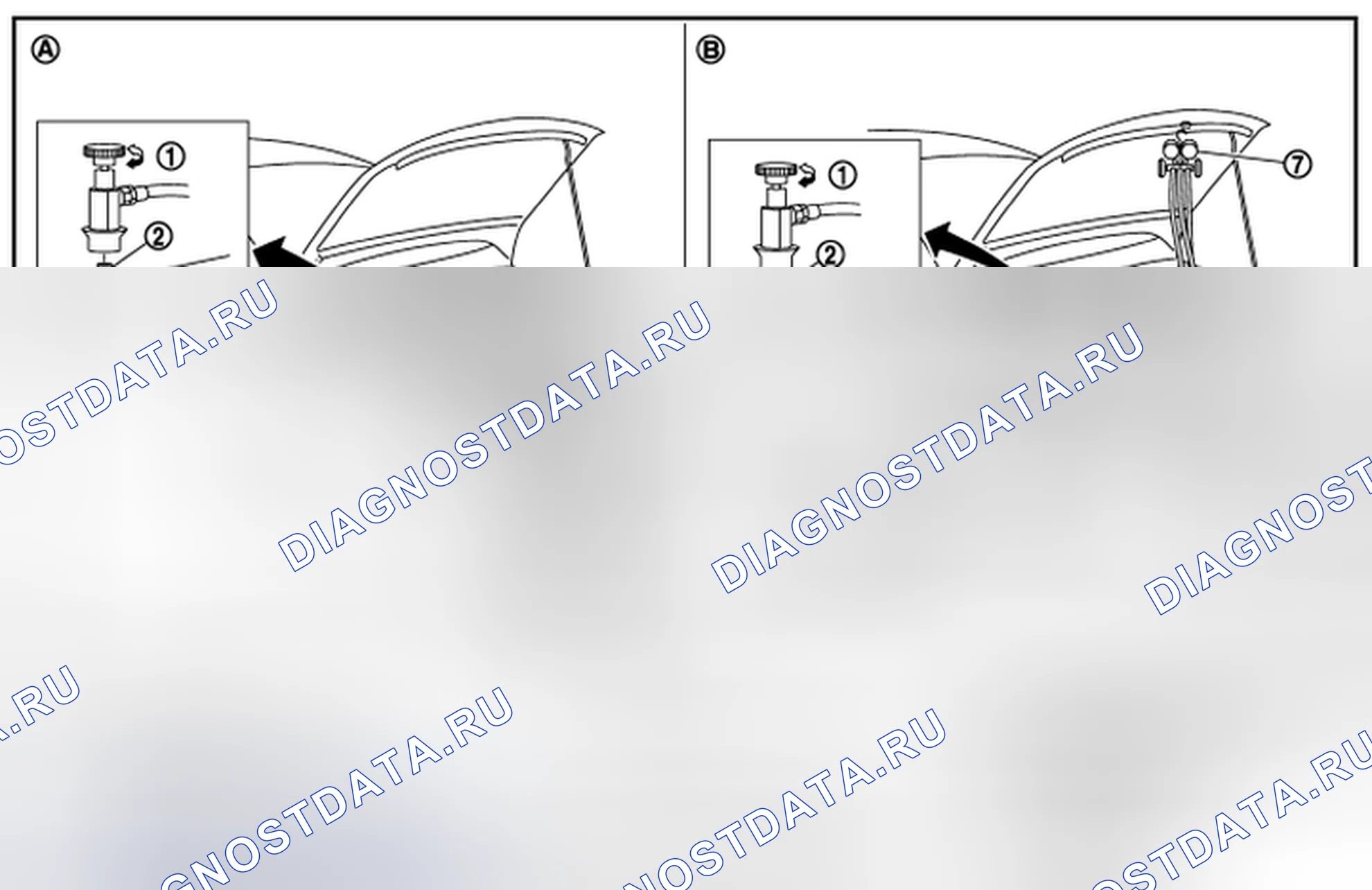 Рис. 320: Система откачки и заправка хладагента. Infiniti FX37 II рестайлинг