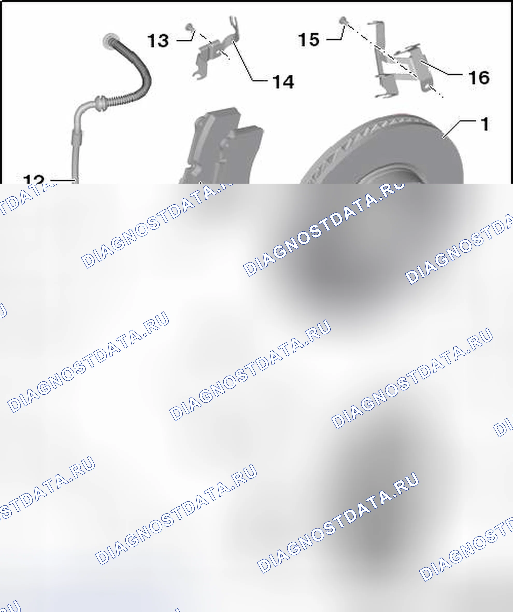 Рис. 43: ОБЗОР ПЕРЕДНИХ ТОРМОЗОВ В СБОРЕ, BREMBO 17 ". Volkswagen Touareg II