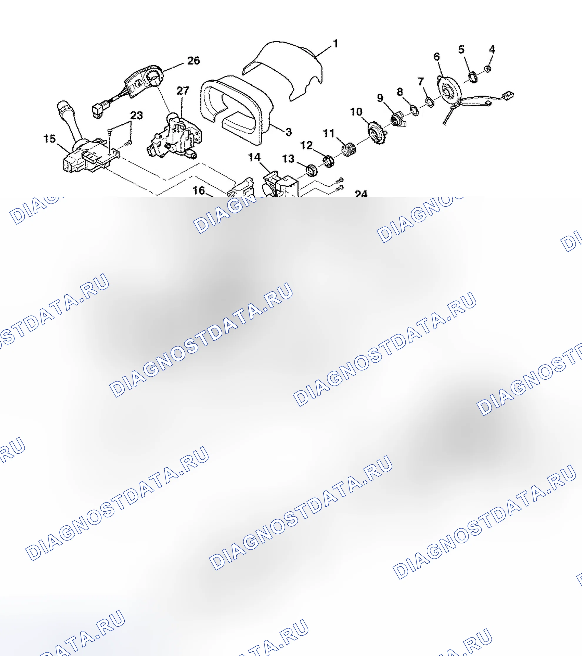 Рис. 4: Вид рулевой колонки в разобранном виде. Cadillac STS I