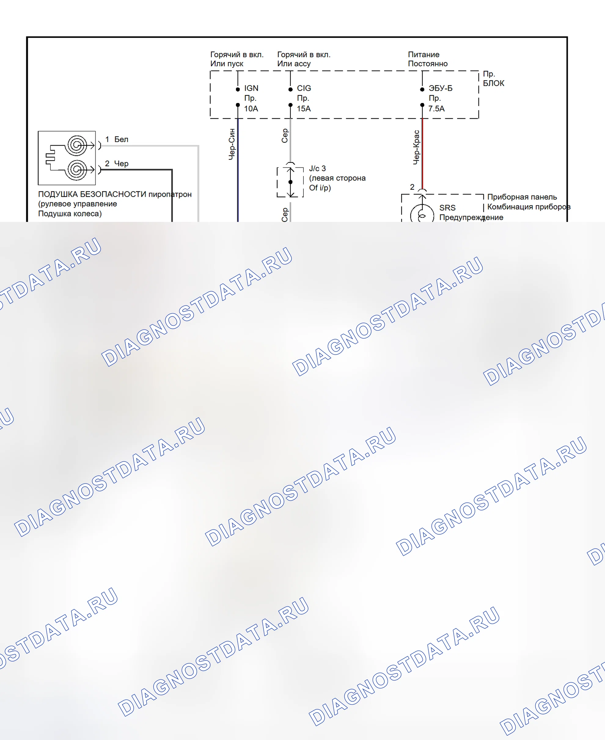 Рис. 1: Схема подключения SRS. Honda Accord X рестайлинг